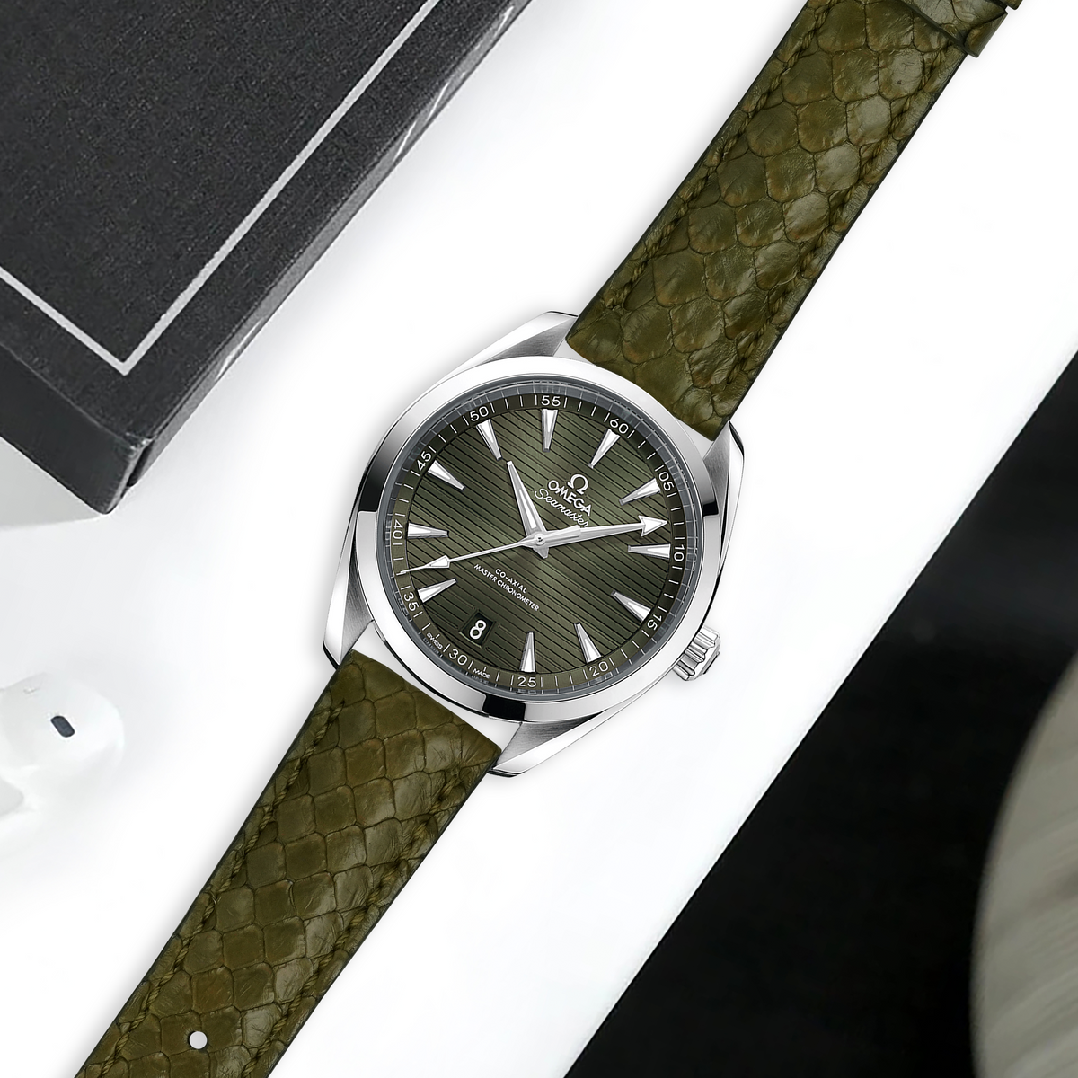 Omega Seamaster Aqua Terra Straps - Python Olive – Liger Straps