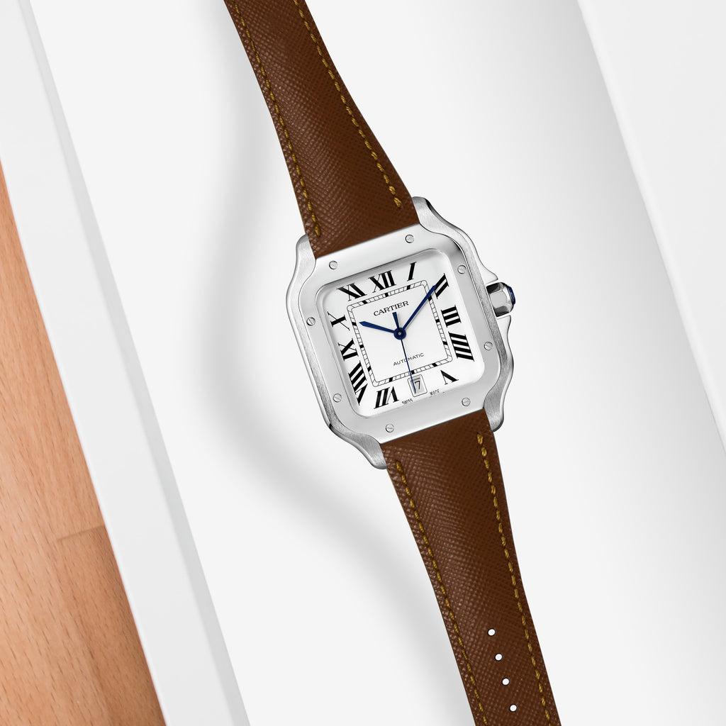 Cartier アナログ時計 ブラウンレザー 1liger-straps-saffiano-brown-