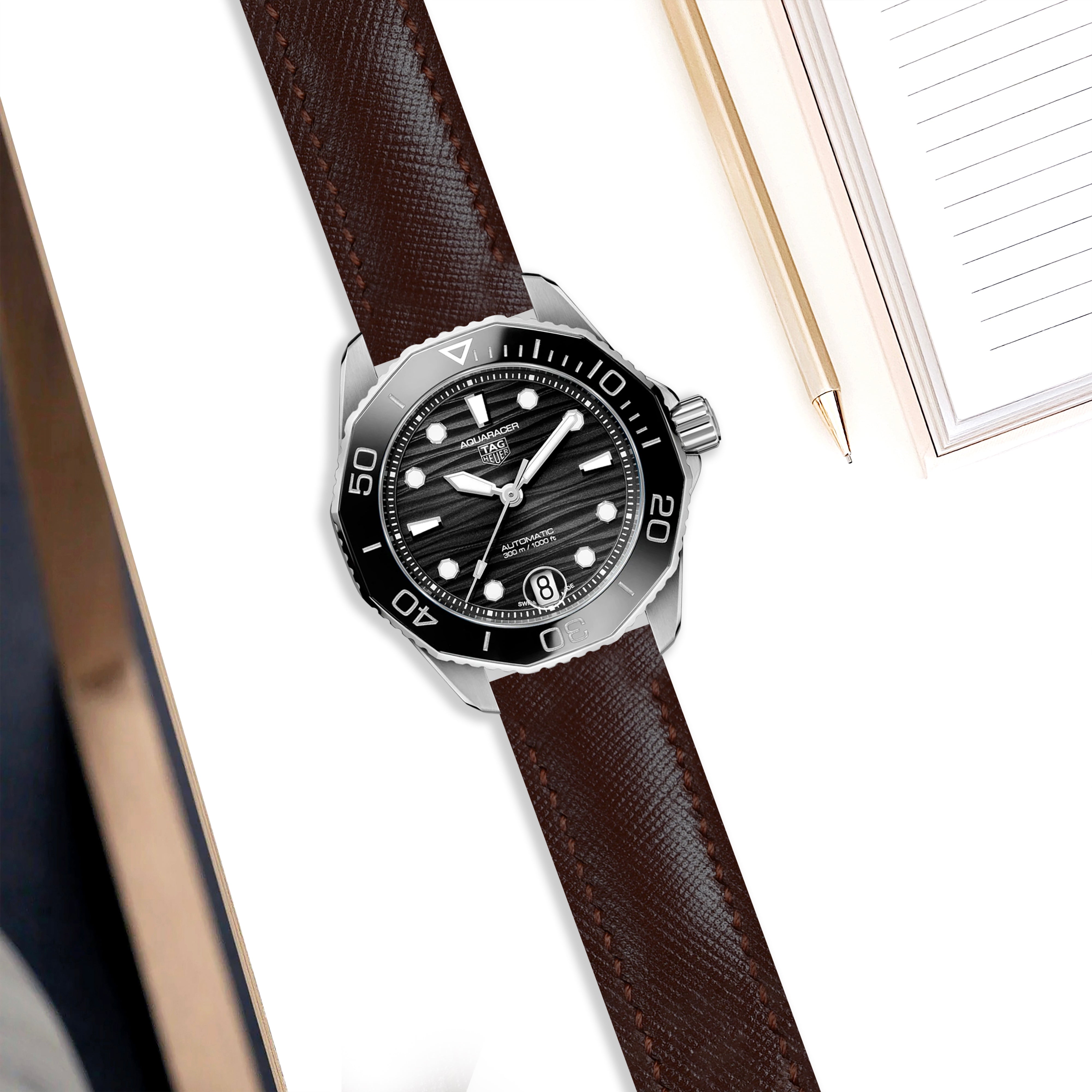 TAG Heuer Aquaracer 自動巻き ラバーベルト　ヴィンテージ Rubber Strap for Tag Heuer Aquaracer Calibre 5 Blue Bezel