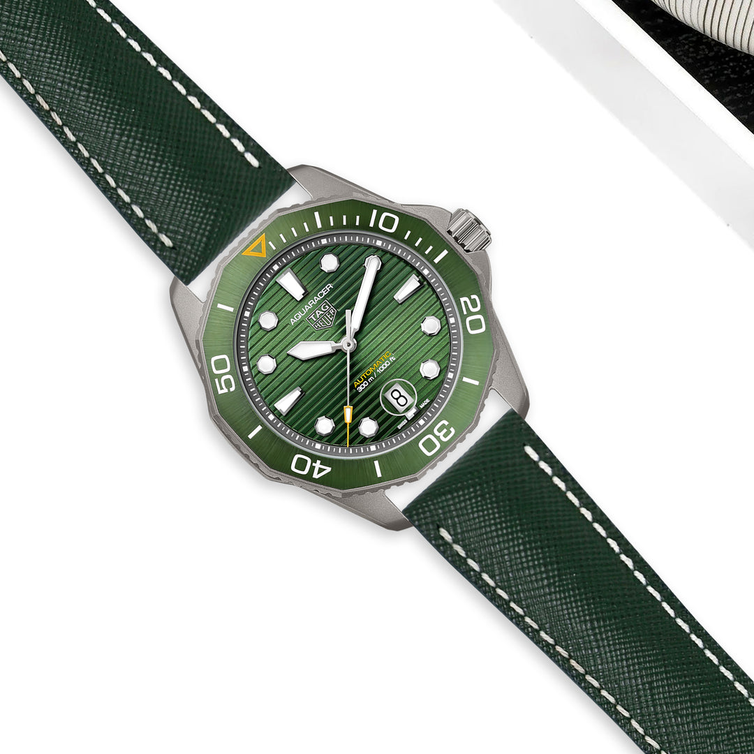 Tag Heuer Aquaracer Straps - Saffiano Dark Green – Liger Straps