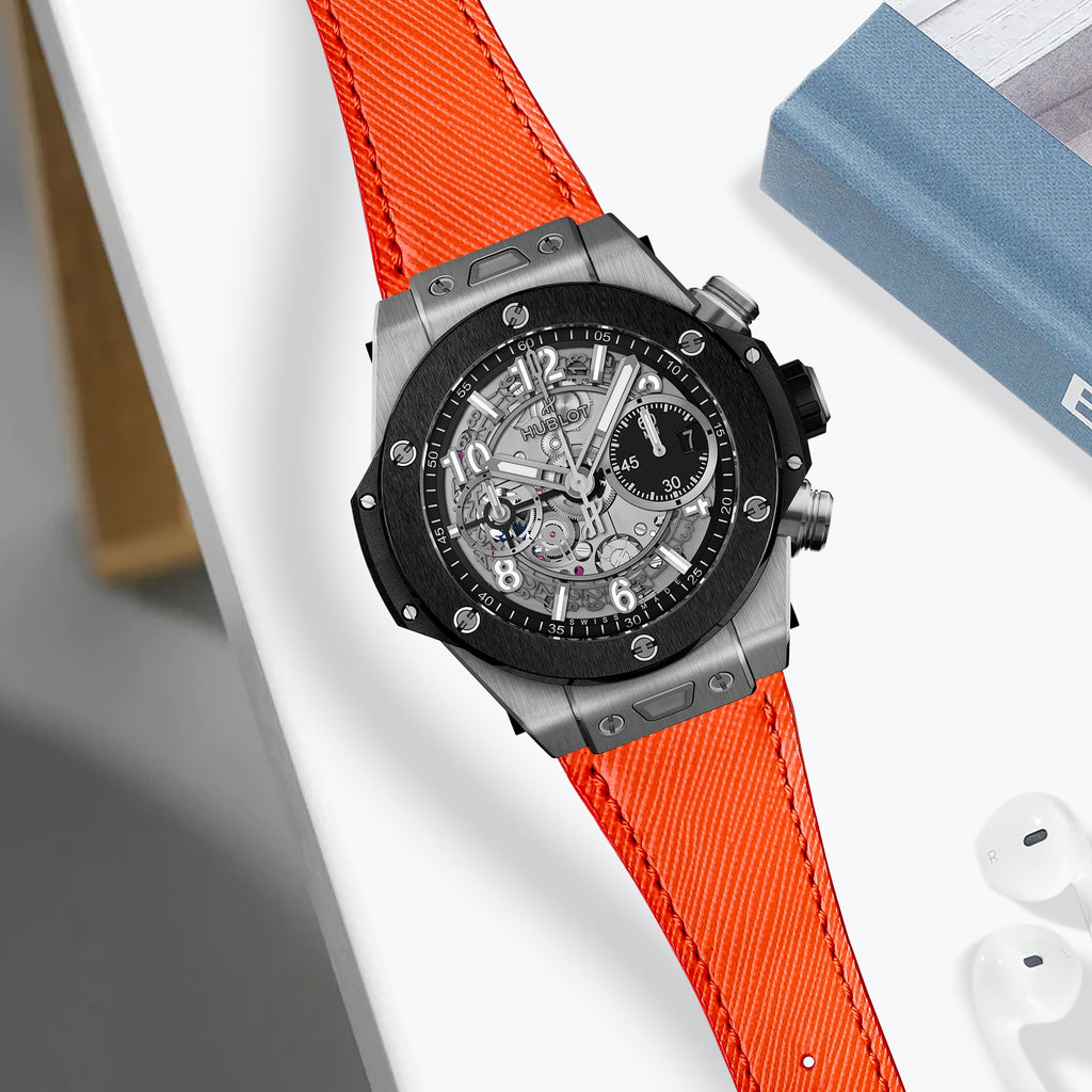 Hublot Unico One Click Straps - Saffiano Orange – Liger Straps Hublot Unico One Click Straps - Saffiano Orange – Liger Straps