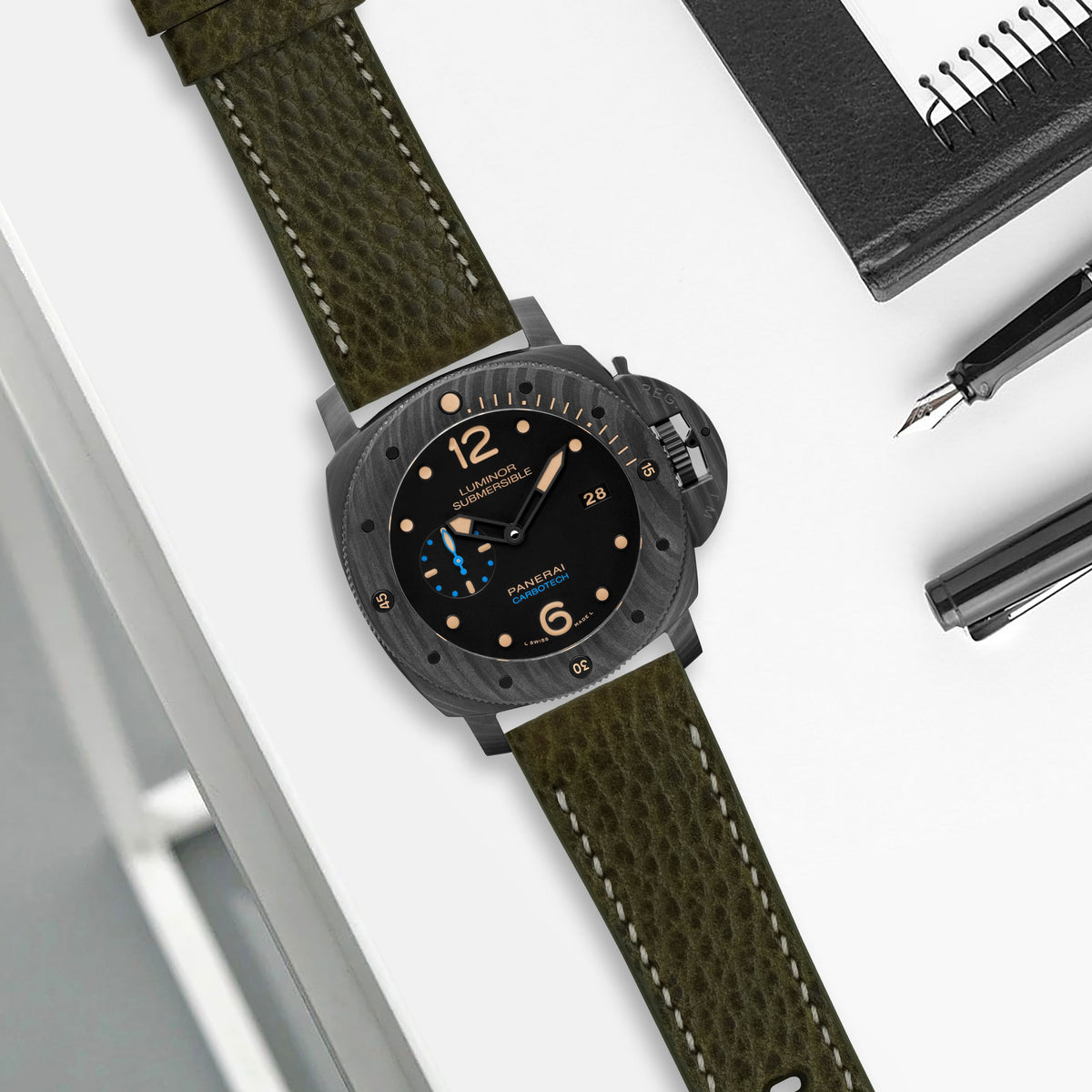 Panerai Submersible Straps - Tjakra Olive – Liger Straps