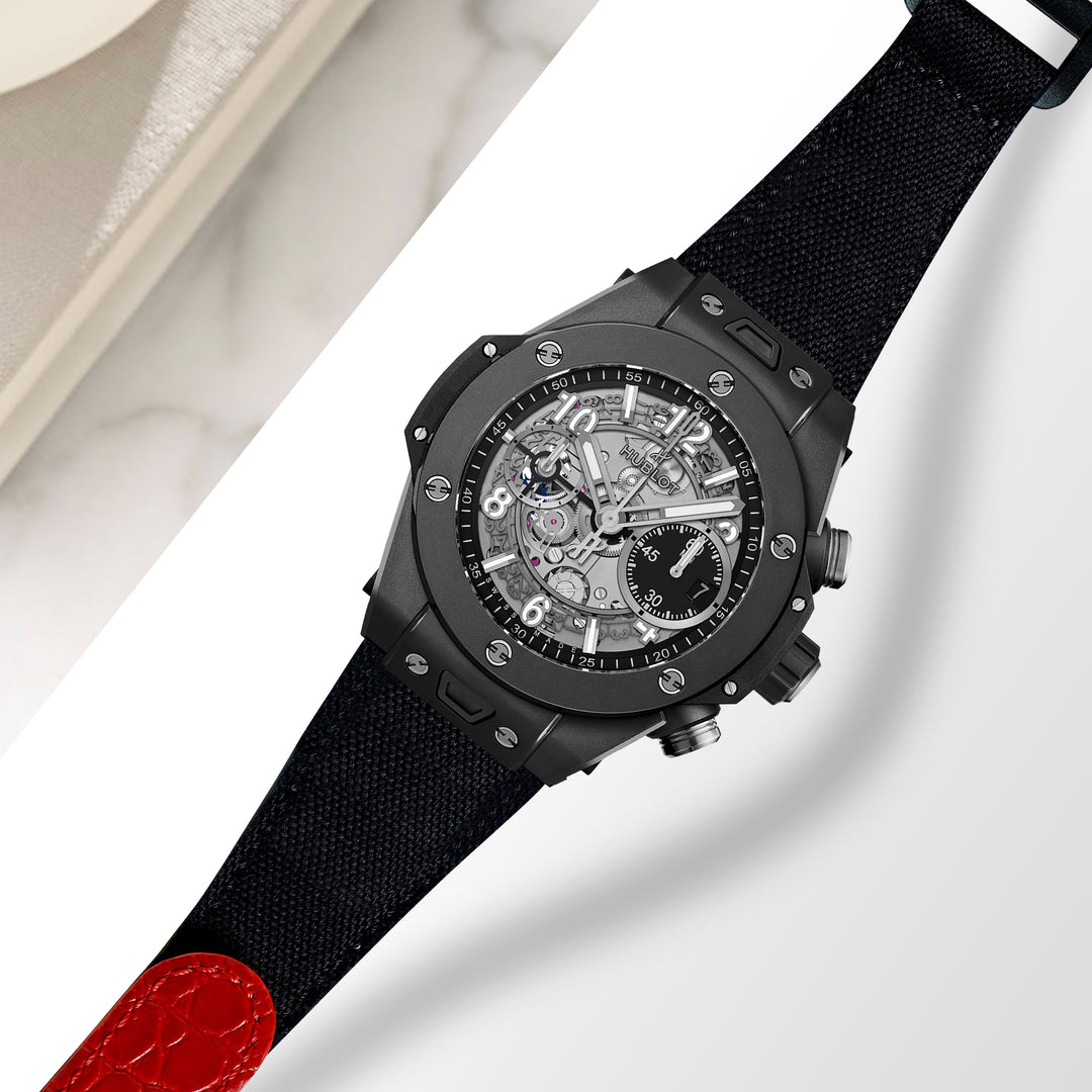 Hublot Unico One Click Velcro Straps - Velcro Canvas Black X Croco