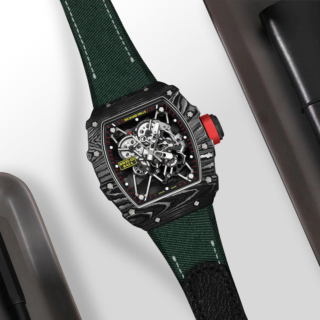 Richard Mille Straps - Velcro Denim Brewster Green – Liger Straps
