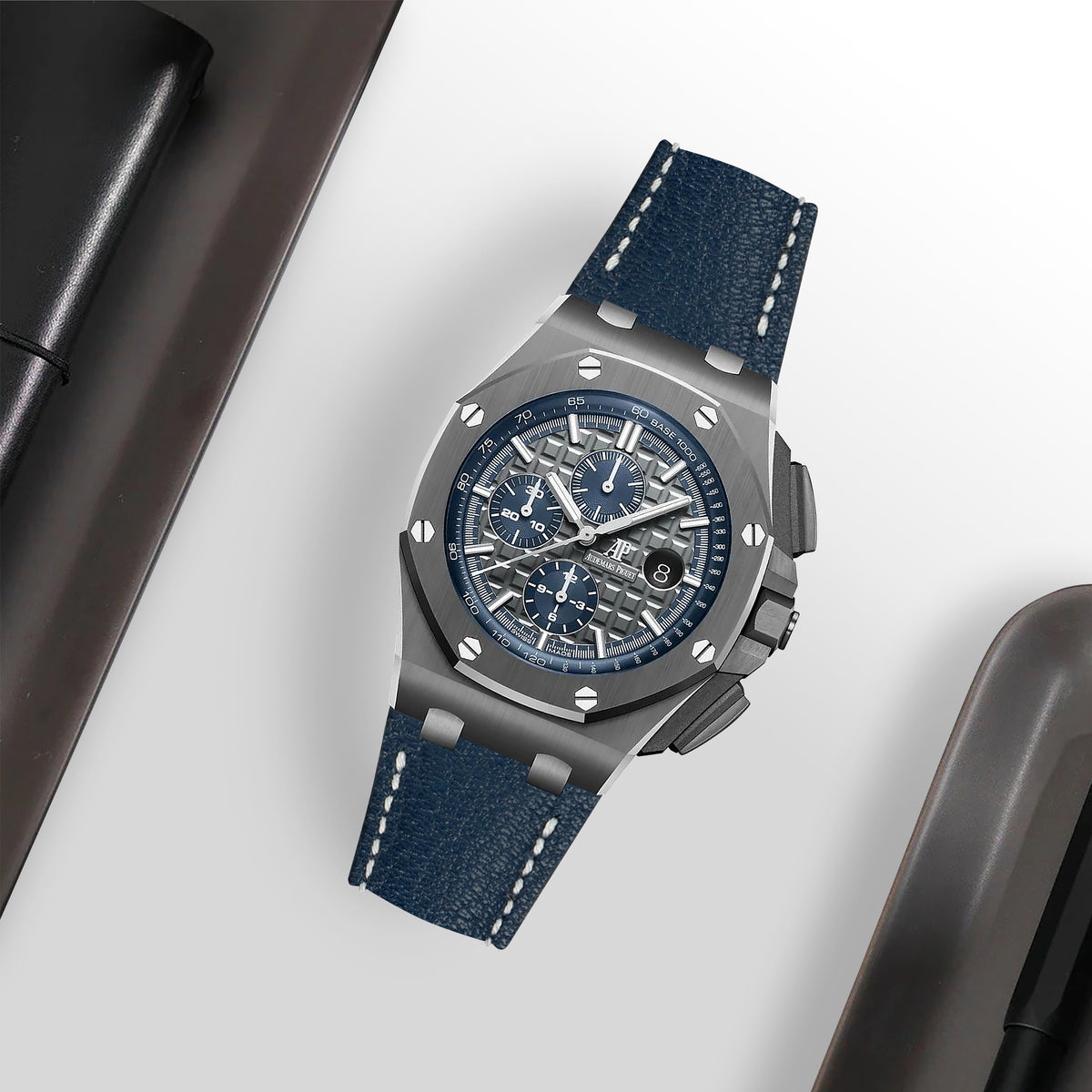 AP ROO 44mm Straps - AP Chevre Navy Blue – Liger Straps
