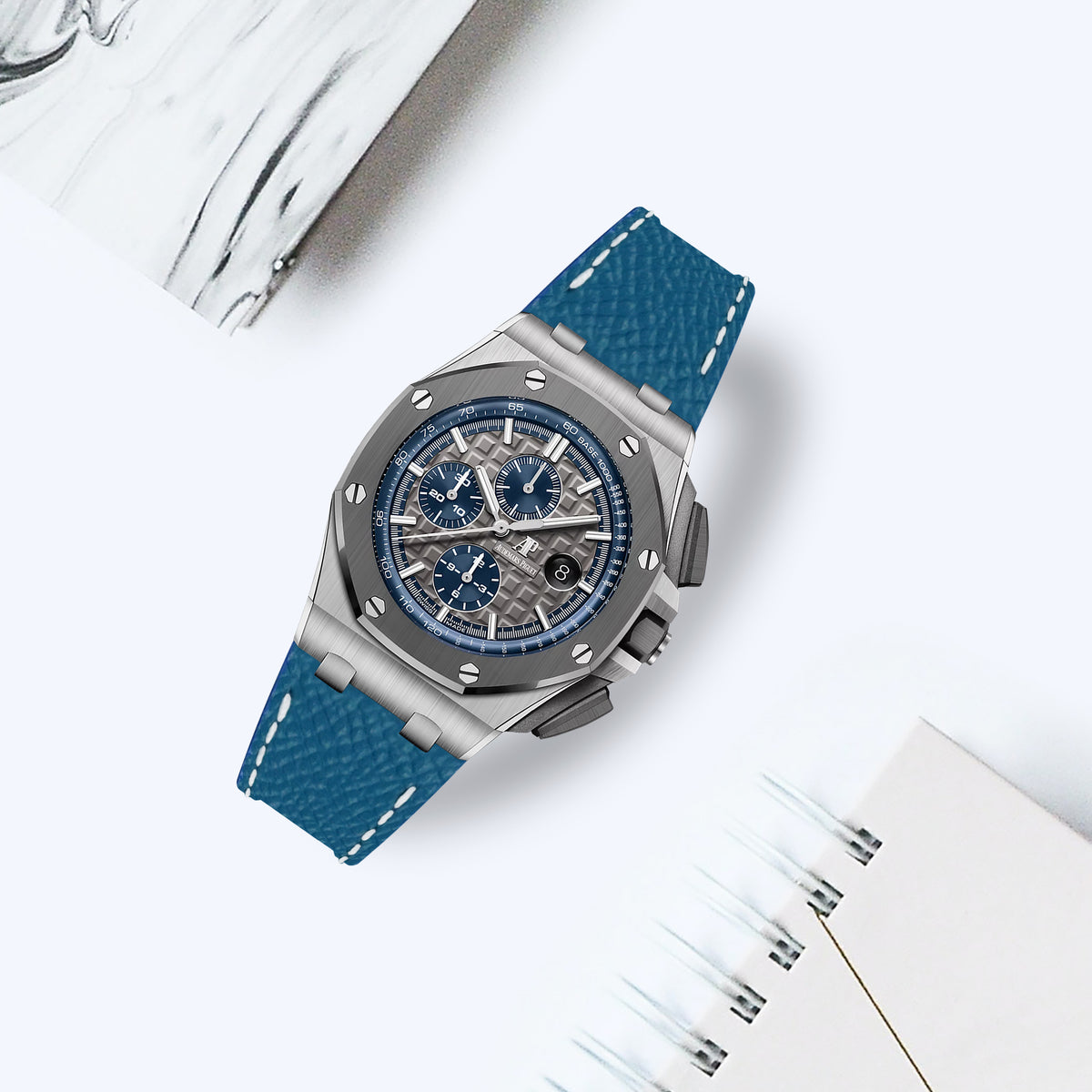 AP ROO 44mm Straps - AP Epsom Riviera Blue – Liger Straps