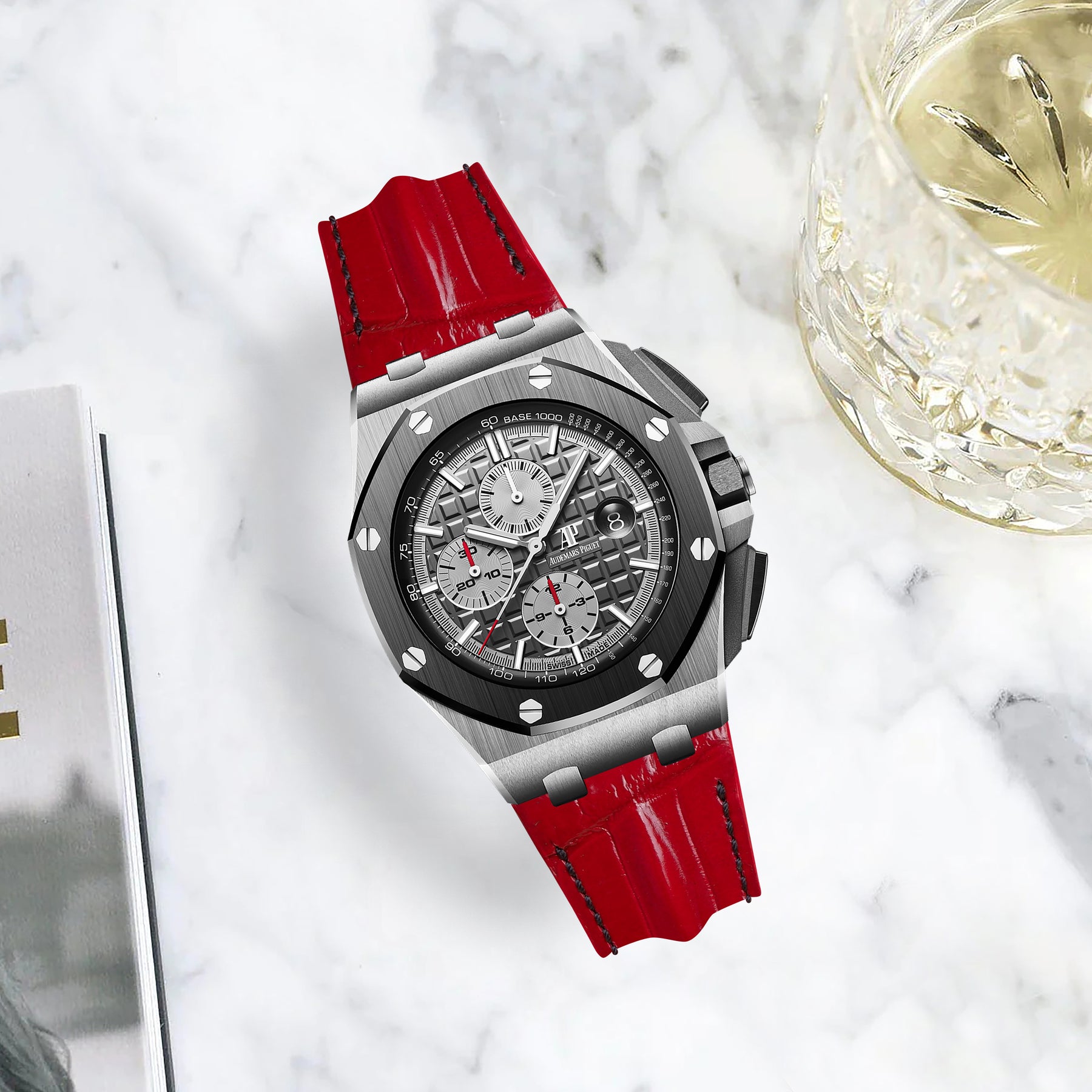 Ready Made Audemars Piguet 44mm Straps - AP Hornback Red for AP ROO 44 ...