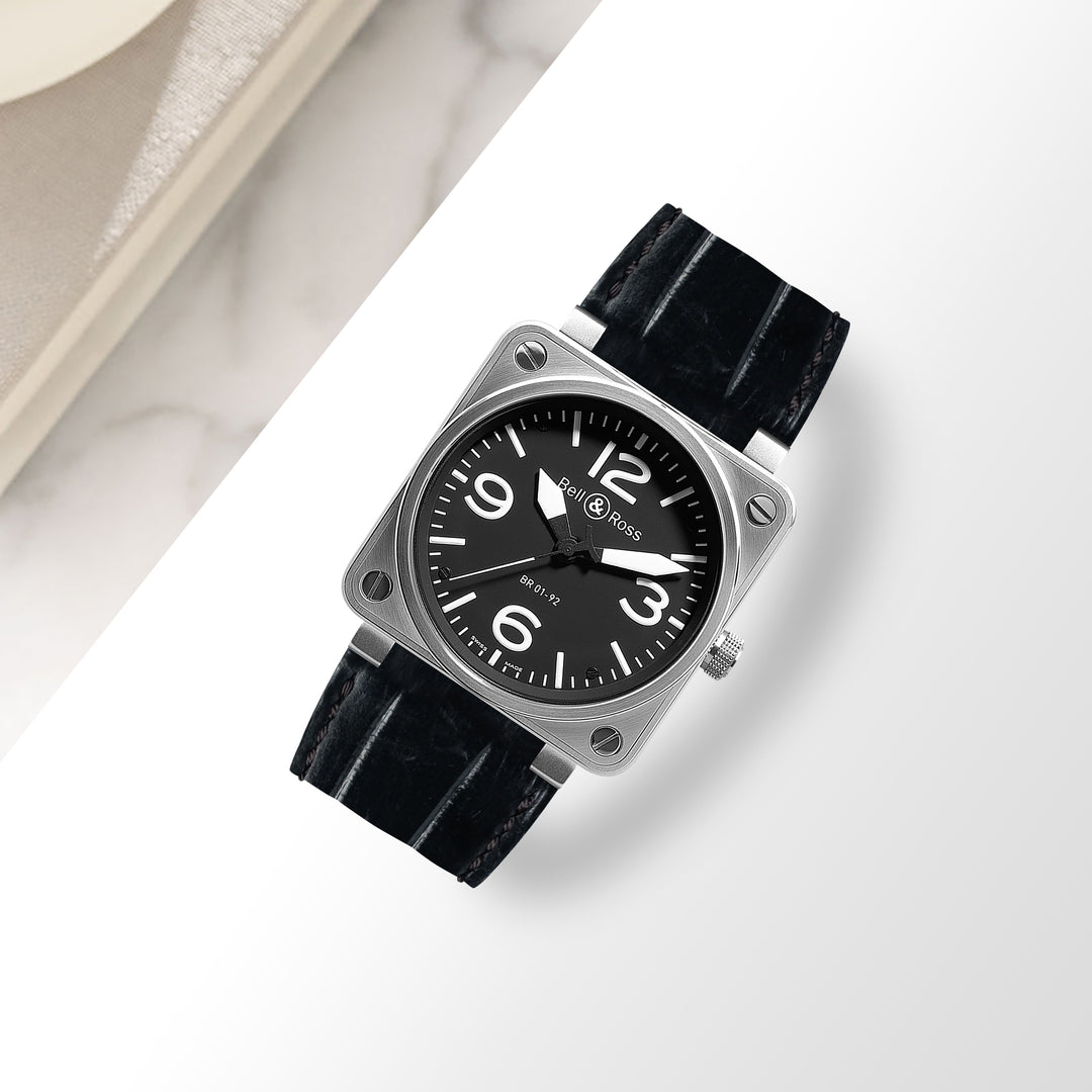 Bell Ross 01, 02, 03, BR X, BR S Straps - Croco Black – Liger Straps Bell Ross 01, 02, 03, BR X, BR S Straps - Croco Black – Liger Straps