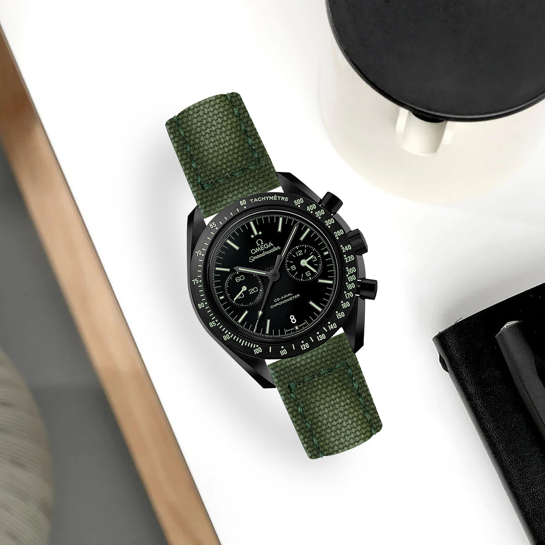 Omega Dark Side Of The Moon Straps Canvas Vintage Green – Liger