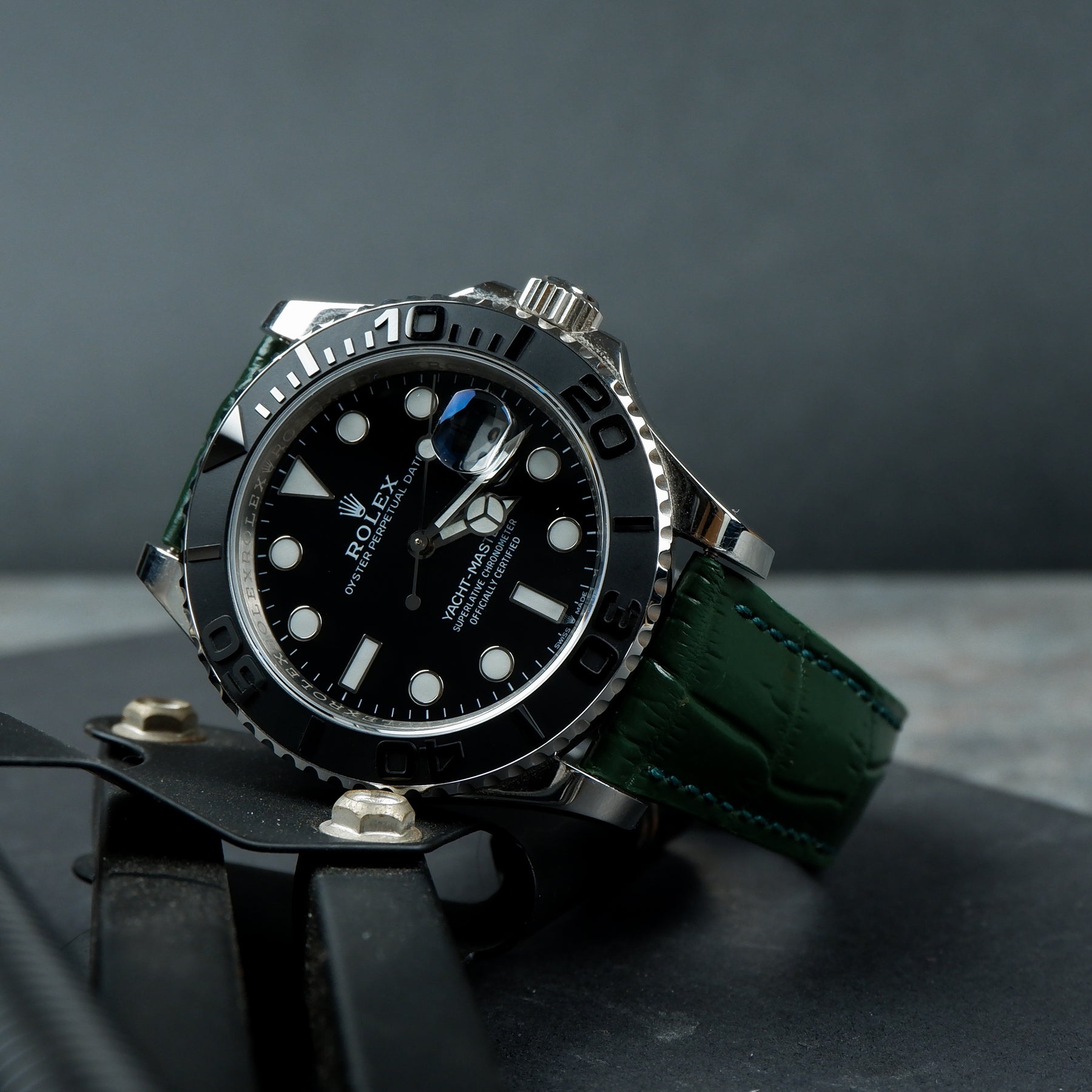 Rolex Yacht Master Straps Croco Bottle Green – Liger Straps