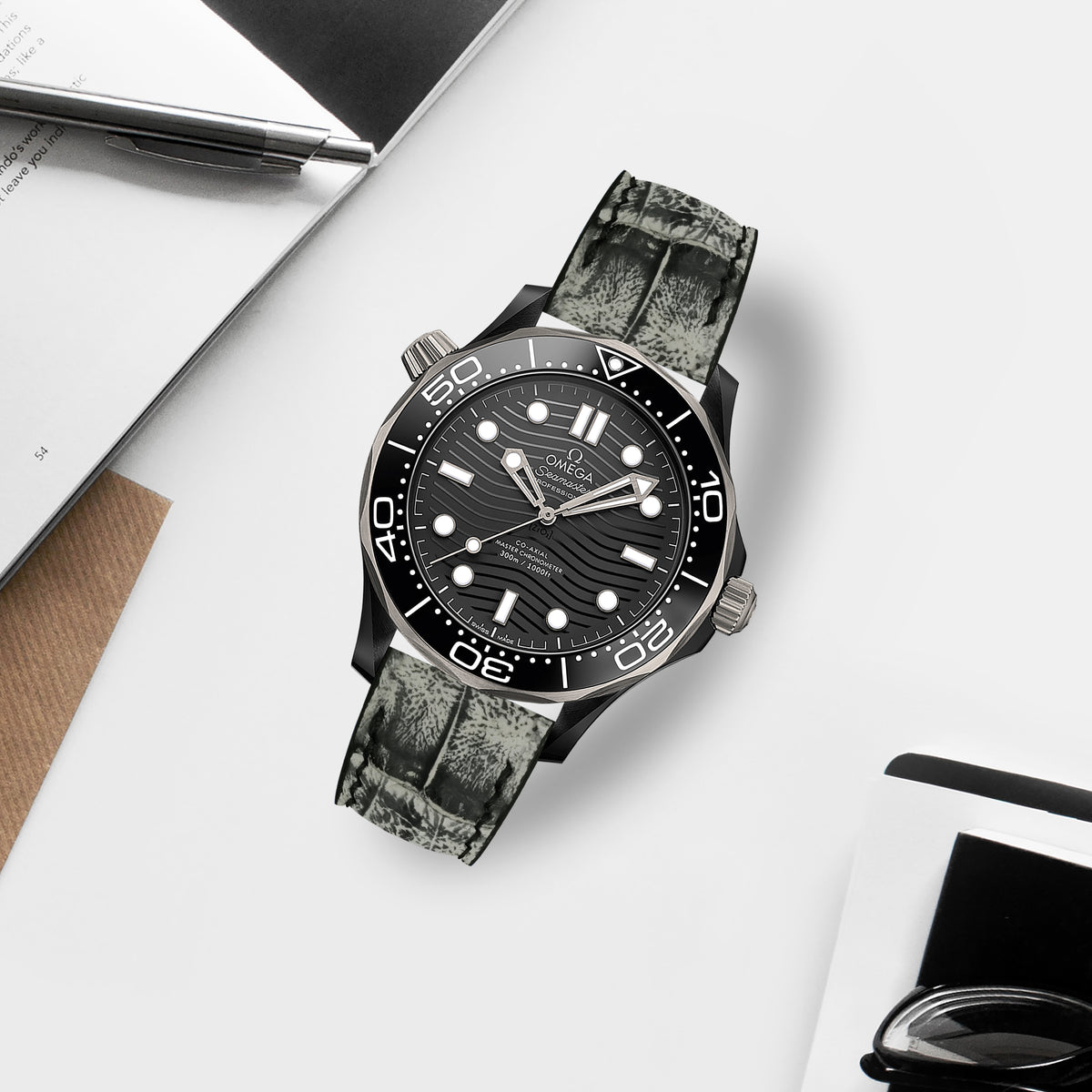 Omega Seamaster Diver 300m Straps - Croco Graphite – Liger Straps