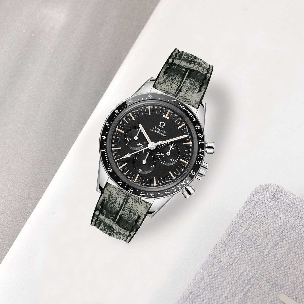 Omega Speedmaster Heritage Straps - Croco Graphite – Liger Straps
