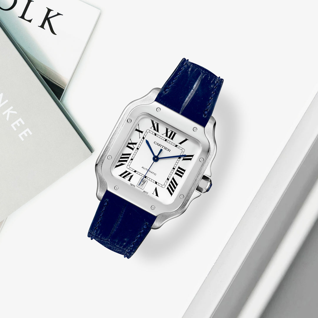 Cartier New Santos Quick Release Straps - Croco Navy Blue – Liger