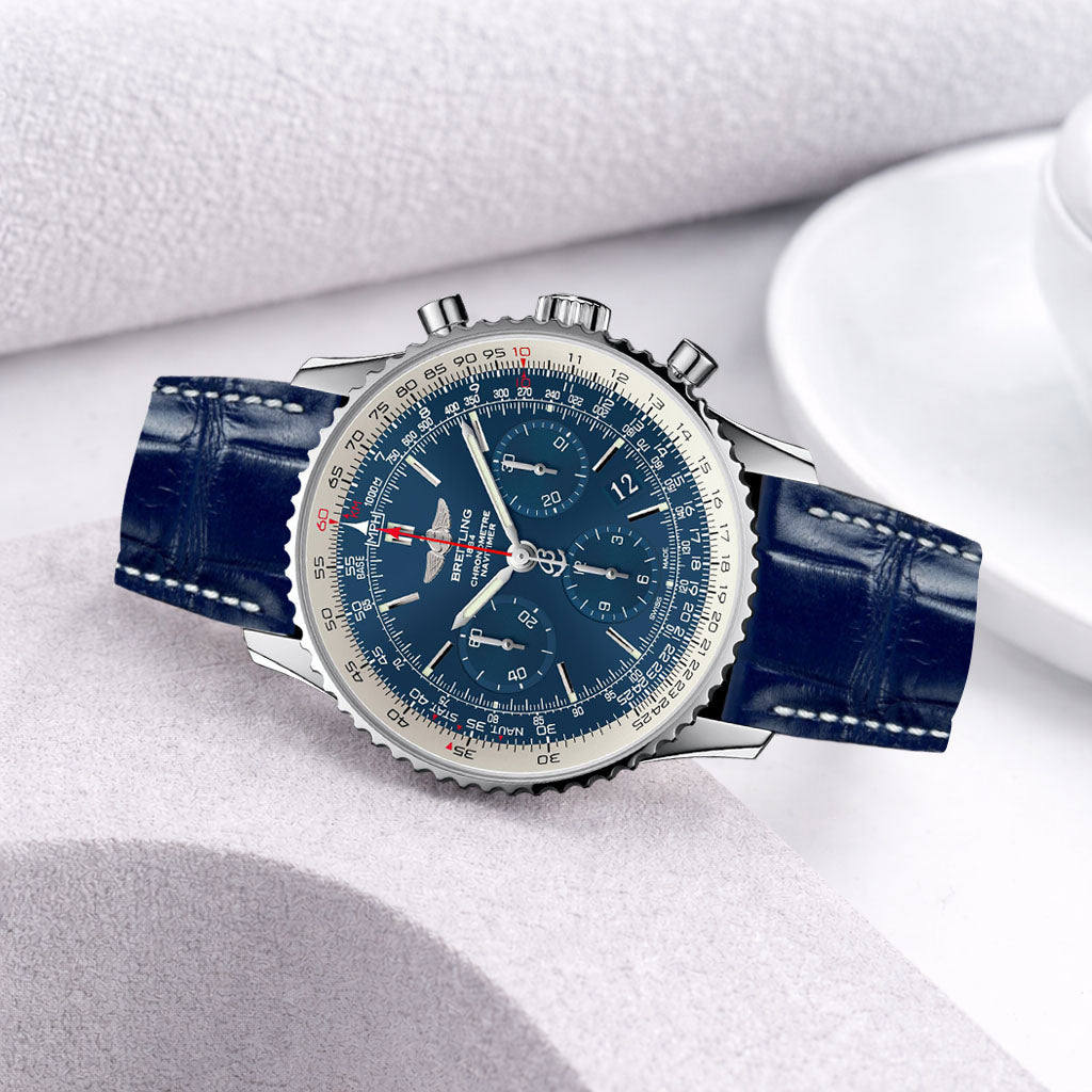 Navitimer Strap Breitling Navitimer Straps - Croco Navy Blue – Liger Straps