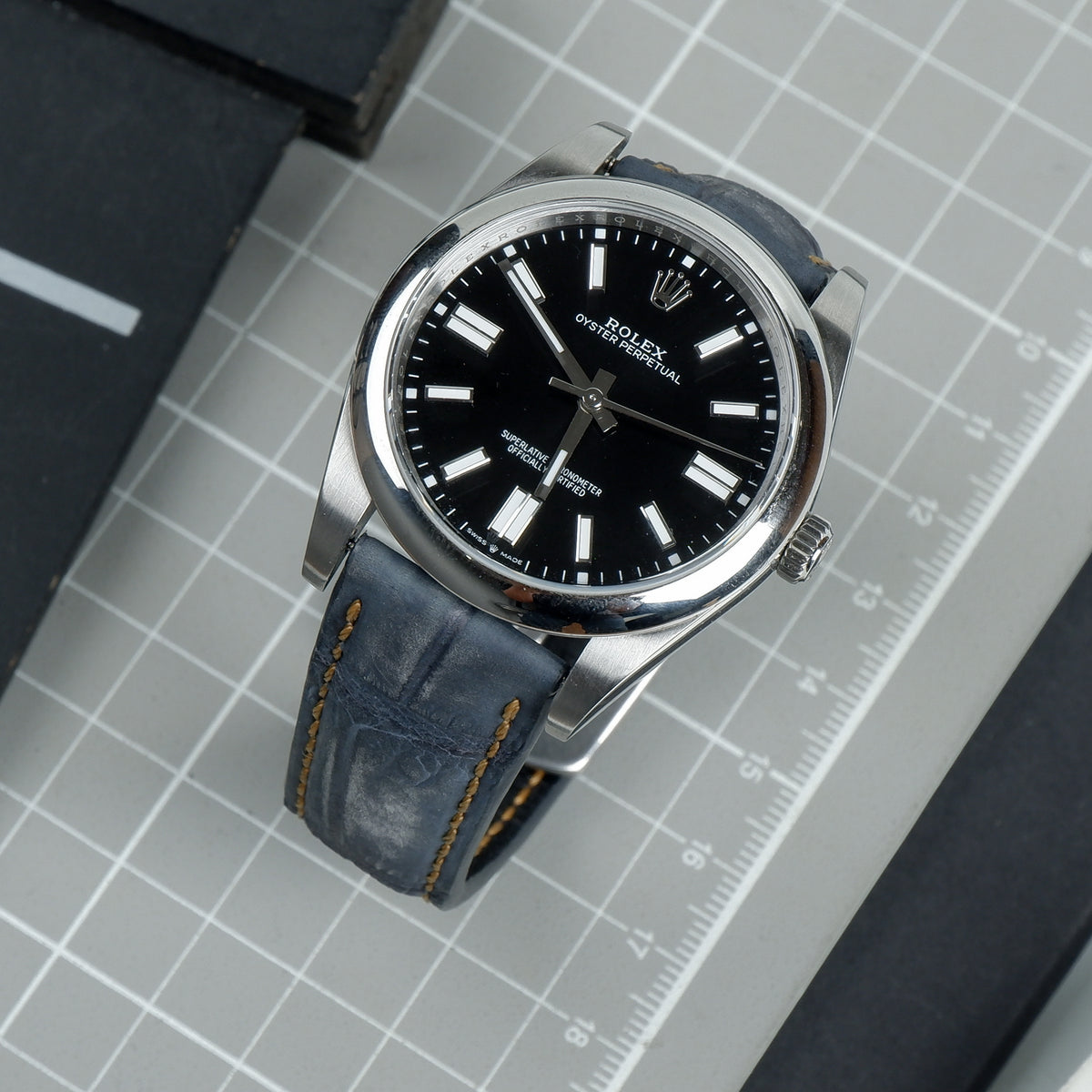 Rolex Oyster Perpetual Straps Croco Nubuck Anthracite Liger Straps