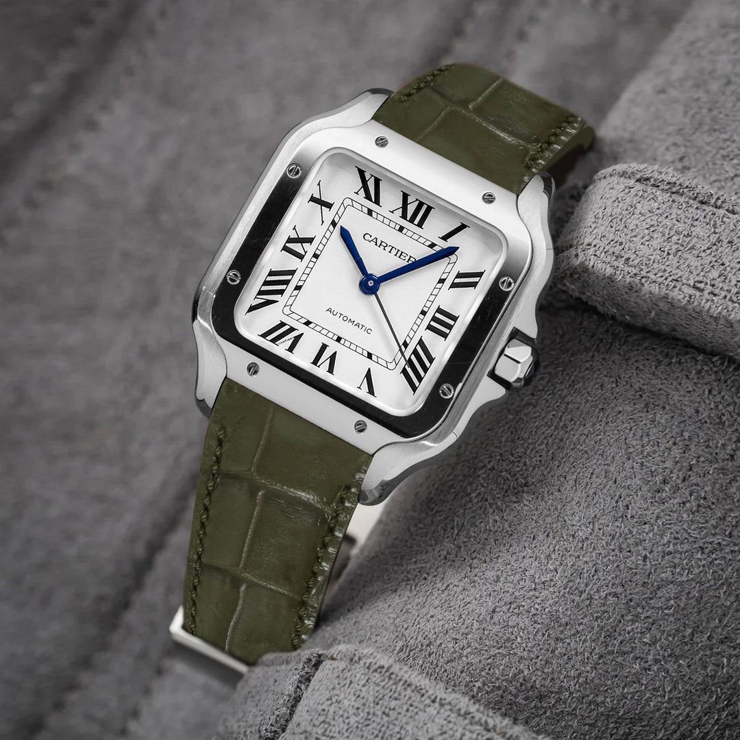 Cartier New Santos Quick Release Straps - Croco Vert Olive – Liger