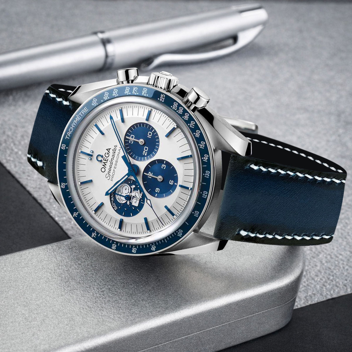 Omega Speedmaster Heritage Straps - Dappled Blue – Liger Straps