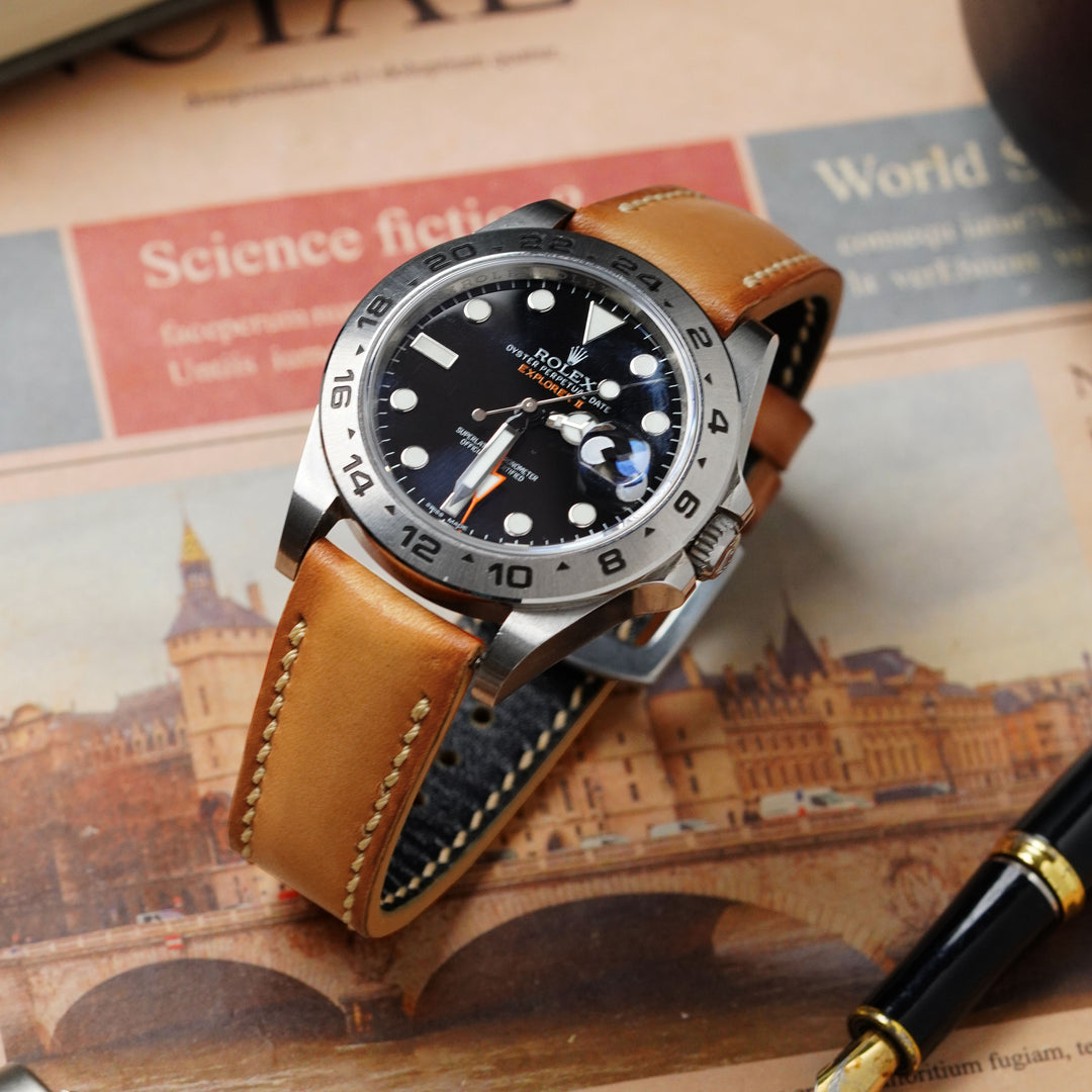 ROLEX ロレックス レザー　ビジネスバッグ　キャメル Rolex Explorer Straps - Dappled Tan – Liger Straps