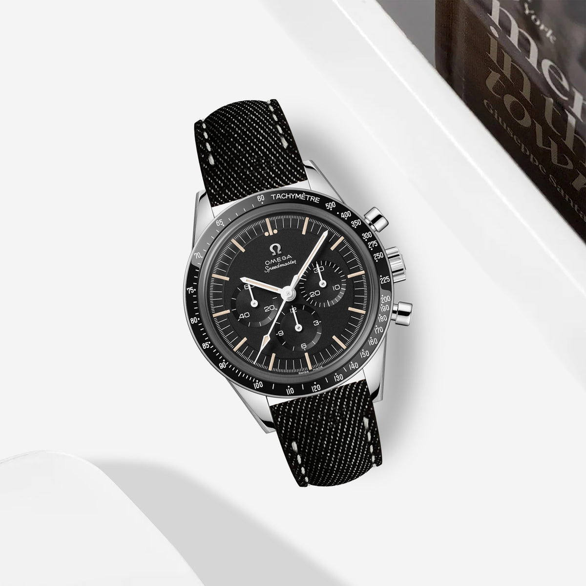 Omega Speedmaster Heritage Straps - Denim Black Selvedge – Liger Straps