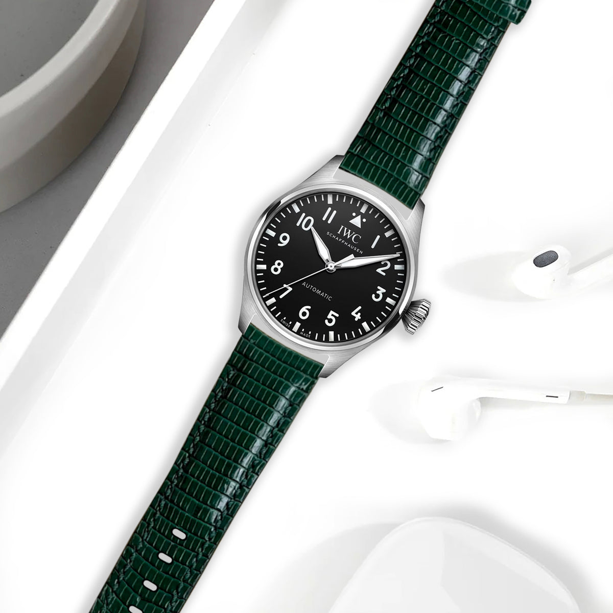 IWC Easx Change Straps - Lizard Dark Green – Liger Straps