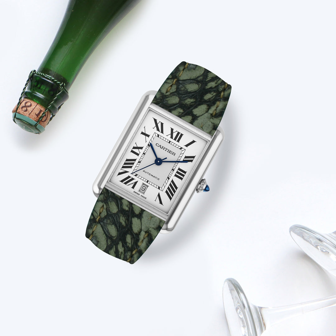Cartier Tank Straps - Ostrich Leg Nubuck Green – Liger Straps