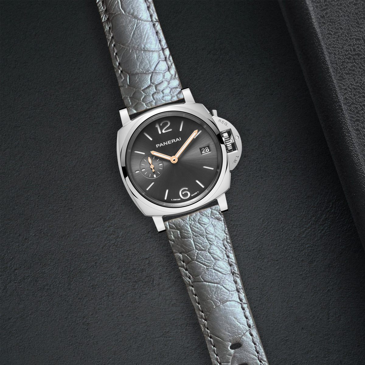 Panerai Luminor Due Straps - Ostrich Leg Silver – Liger Straps