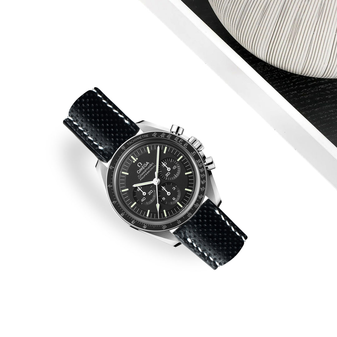 Omega Speedmaster Moonwatch Straps Perforated Black Liger Straps