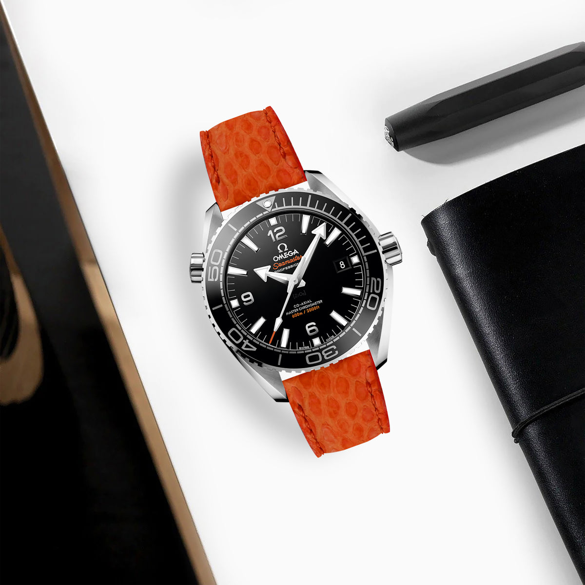Omega Seamaster Planet Ocean Straps - Python Orange – Liger Straps
