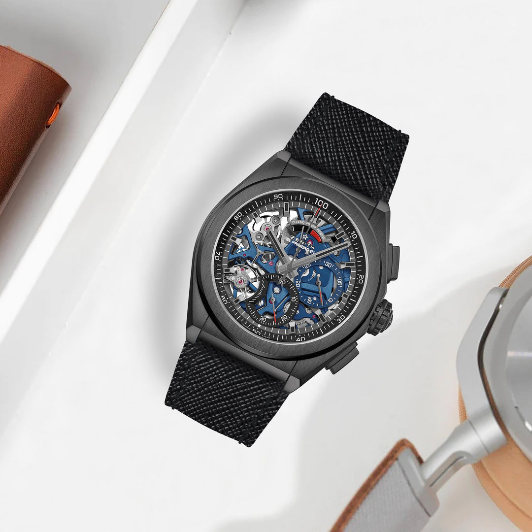 Zenith Defy Straps - Saffiano Black – Liger Straps