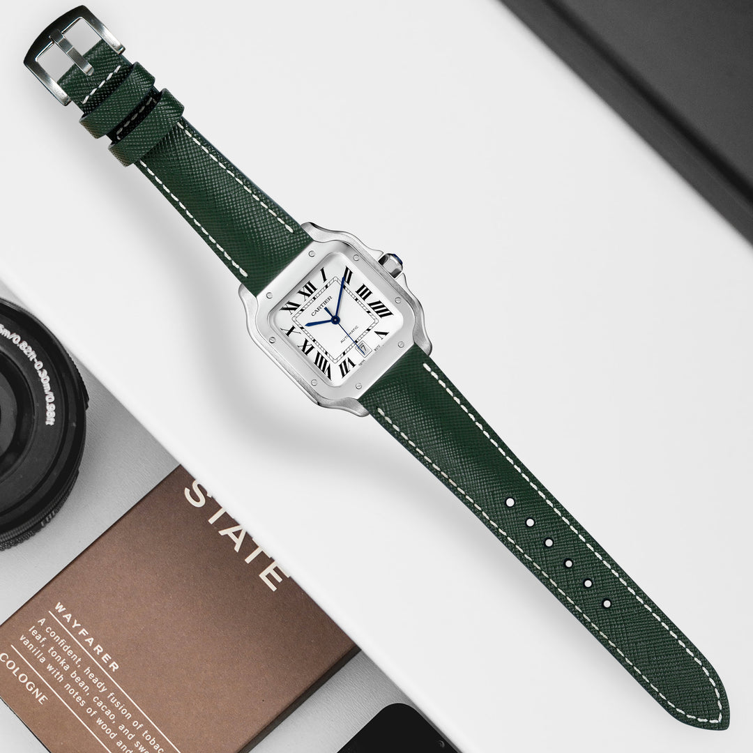 Cartier santos green strap best sale