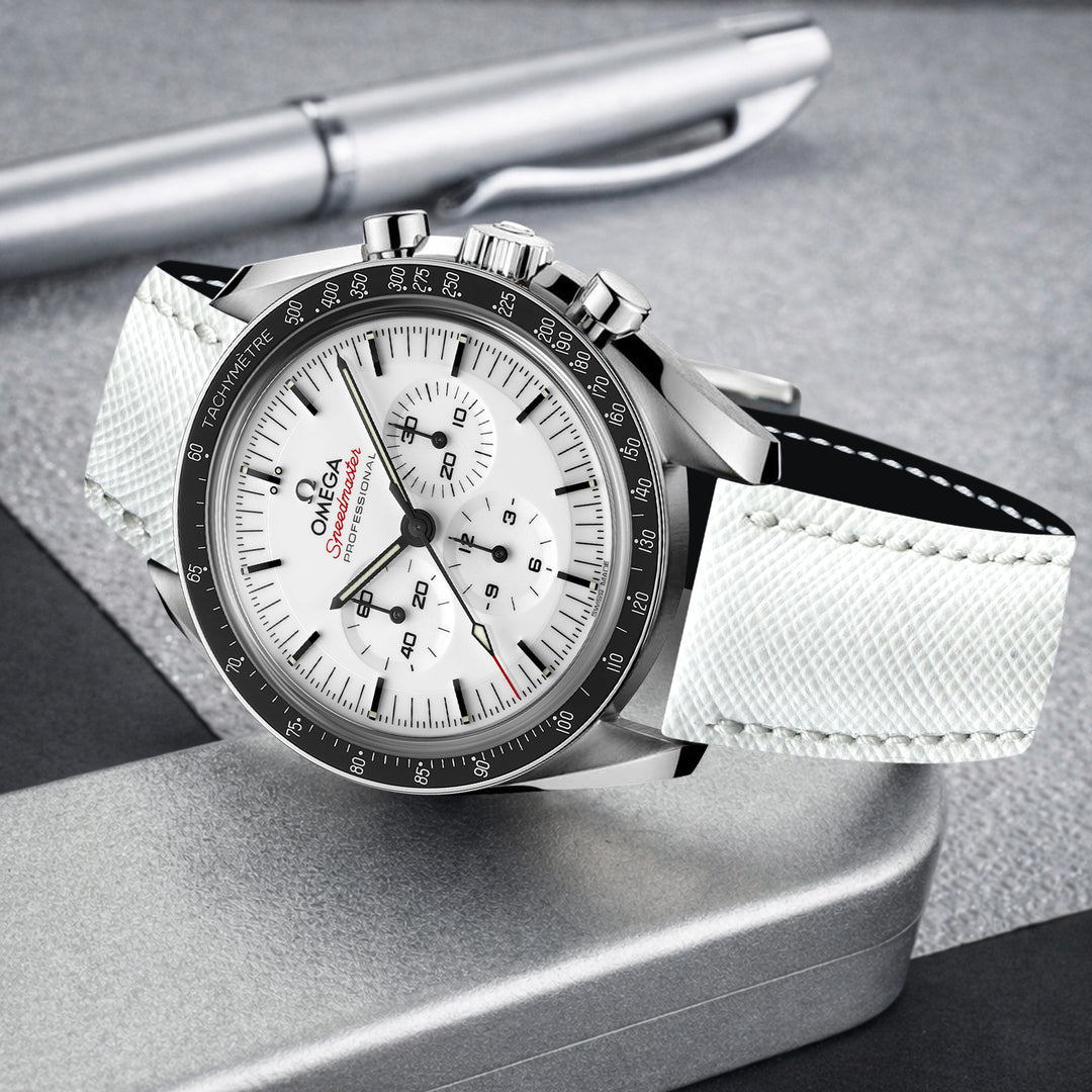 Omega Speedmaster Moonwatch Straps - Saffiano White – Liger Straps