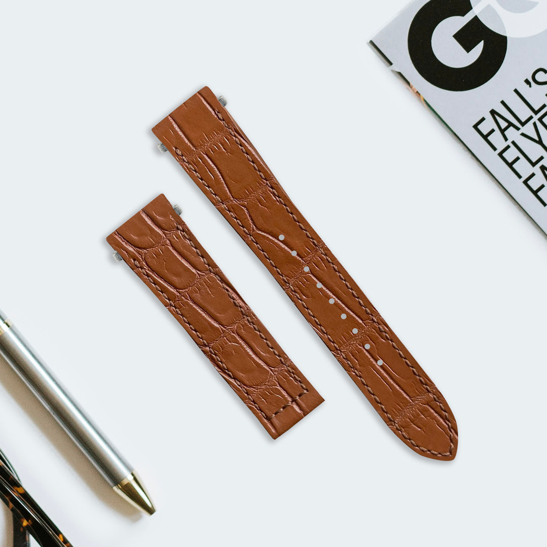 Cartier レザーストラップ 　キャメル Cartier New Santos Quick Release Straps - Croco Caramel – Liger Straps