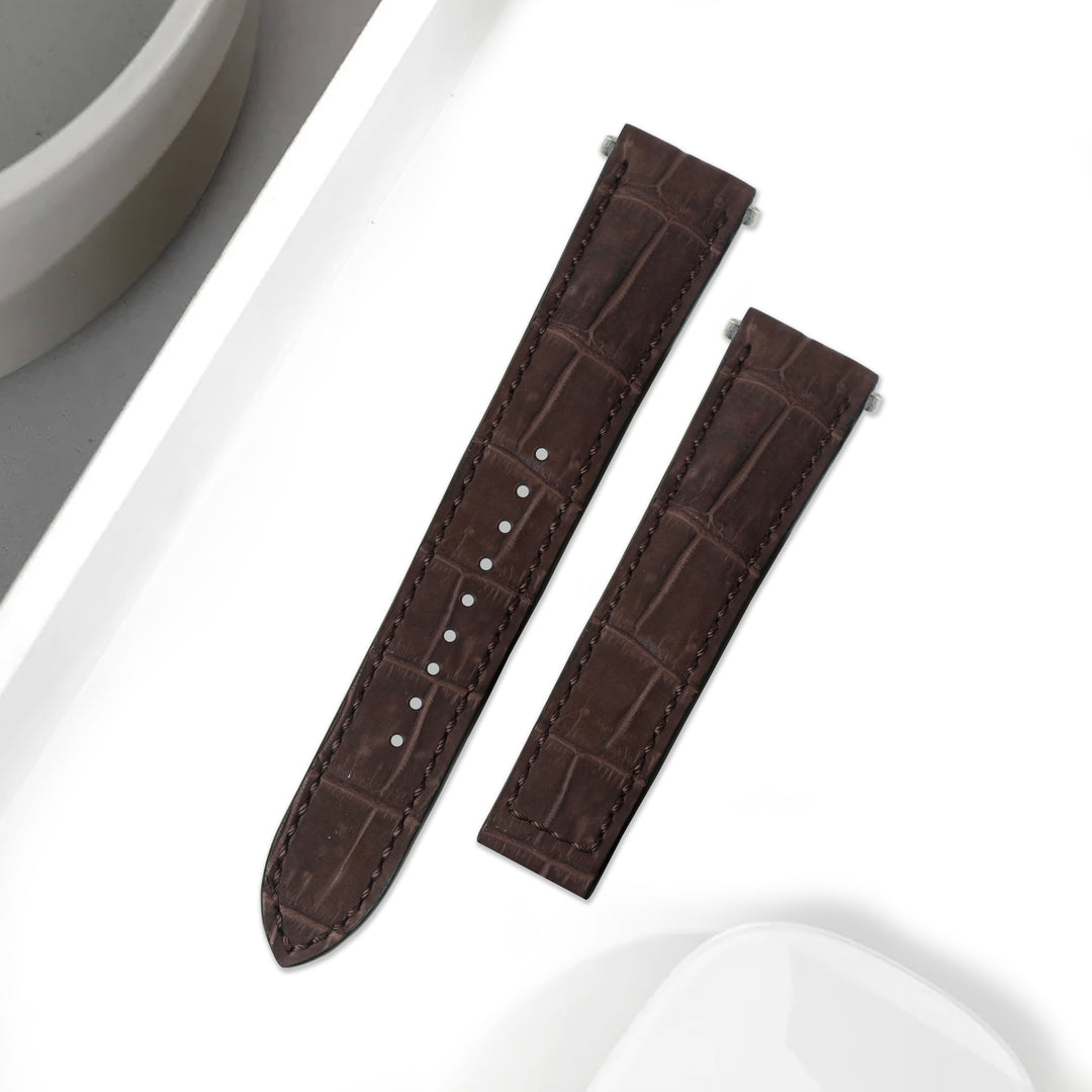 Cartier New Santos Quick Release Straps - Croco Nubuck Tobacco