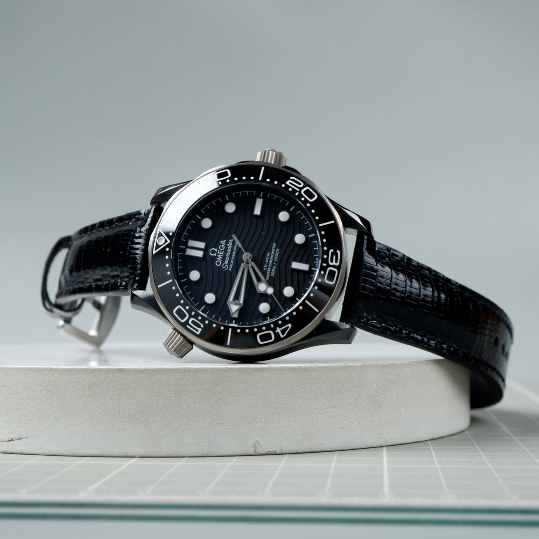 Omega Seamaster Diver 300m Straps - Lizard Black – Liger Straps
