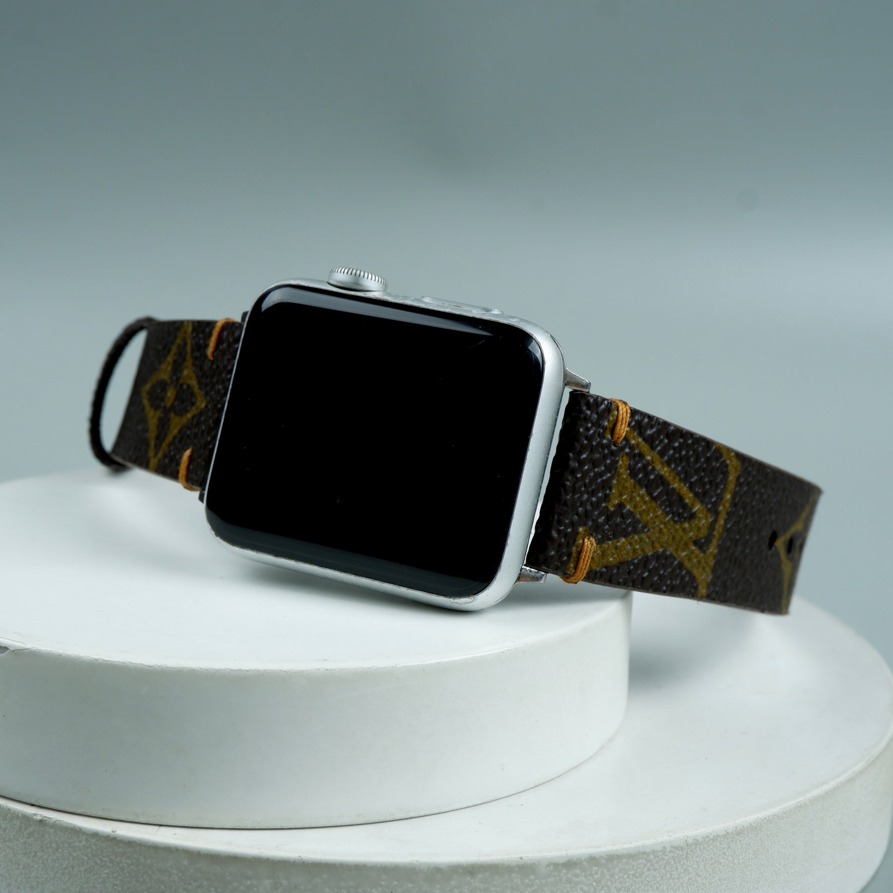 Skinny LV Monogram Apple Watch Band Stud Large