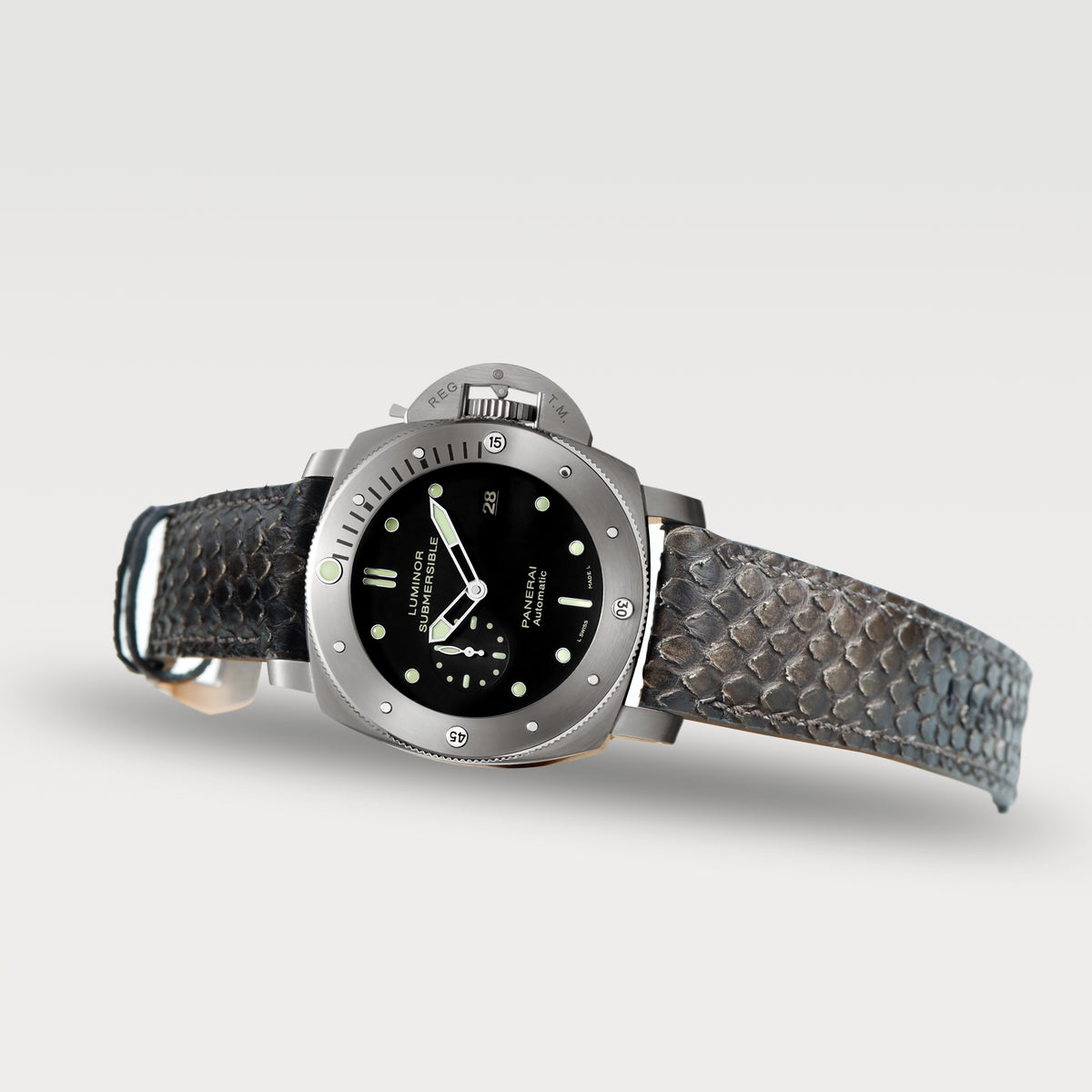 Panerai Submersible Straps - Python Slate Grey – Liger Straps