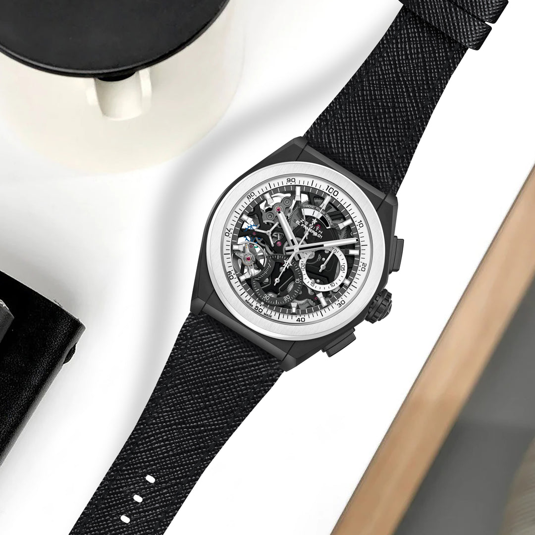 Zenith Defy Straps - Saffiano Black – Liger Straps