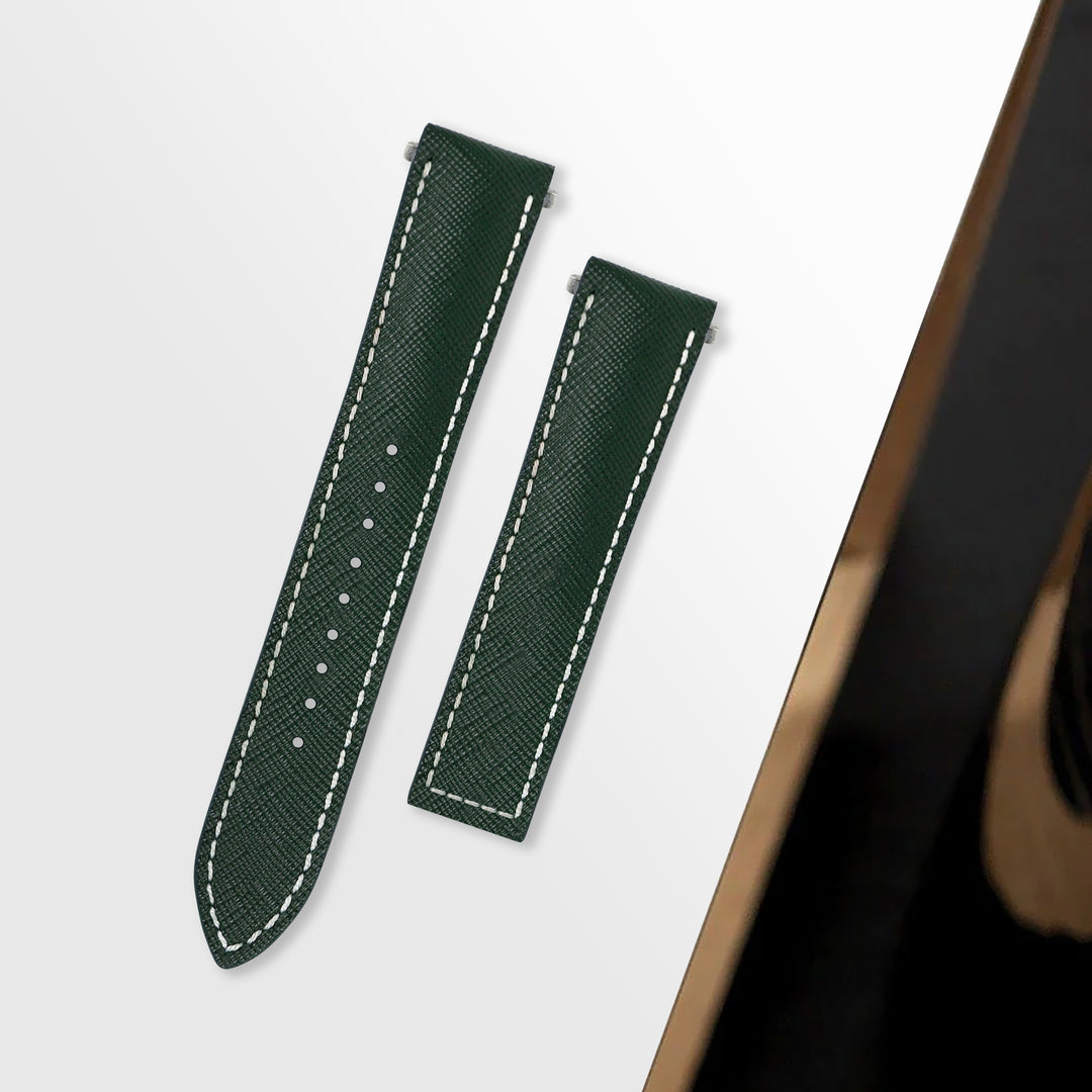 Cartier New Santos Quick Release Straps - Saffiano Dark Green