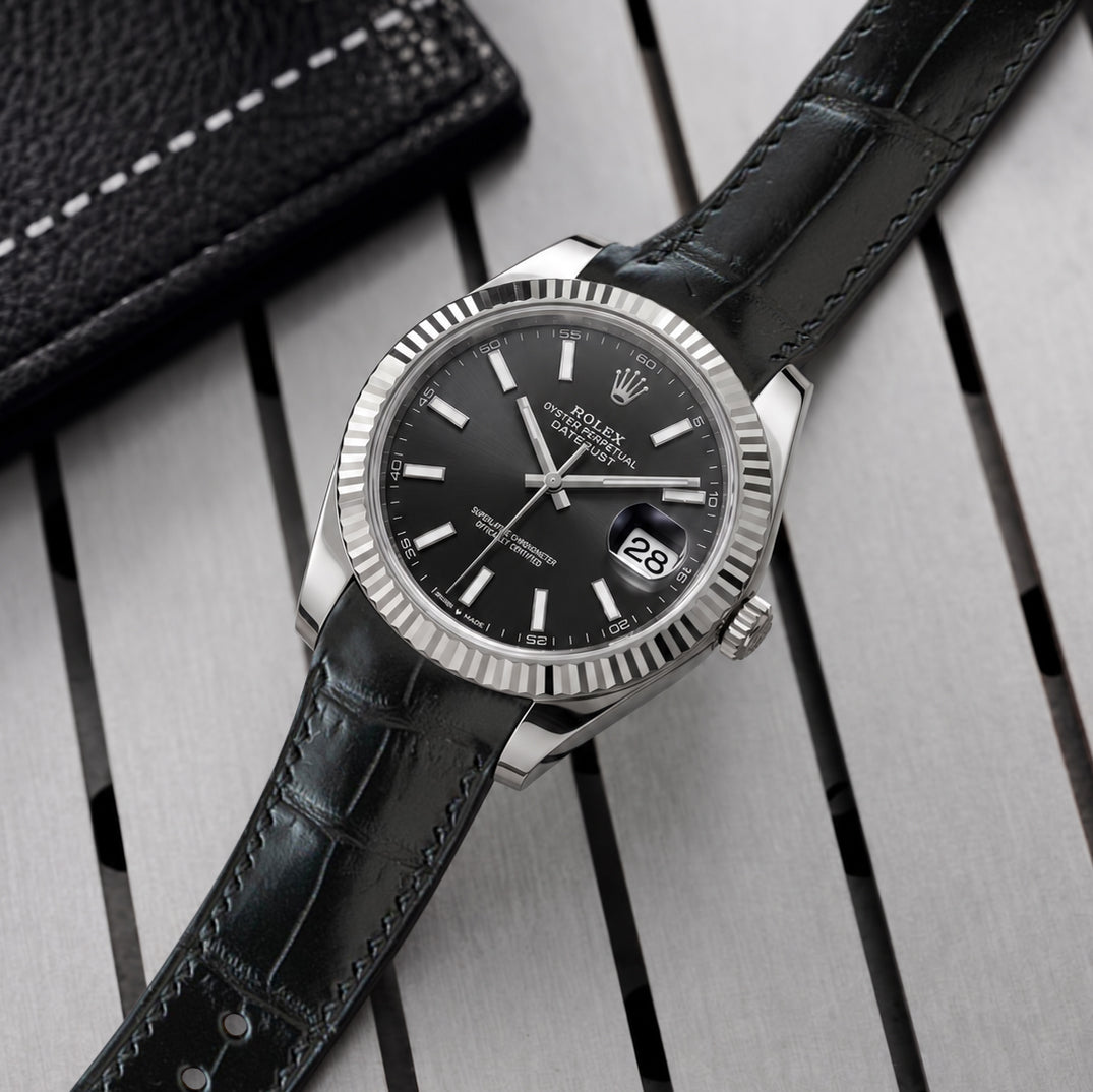Rolex Datejust Straps - Croco Black – Liger Straps