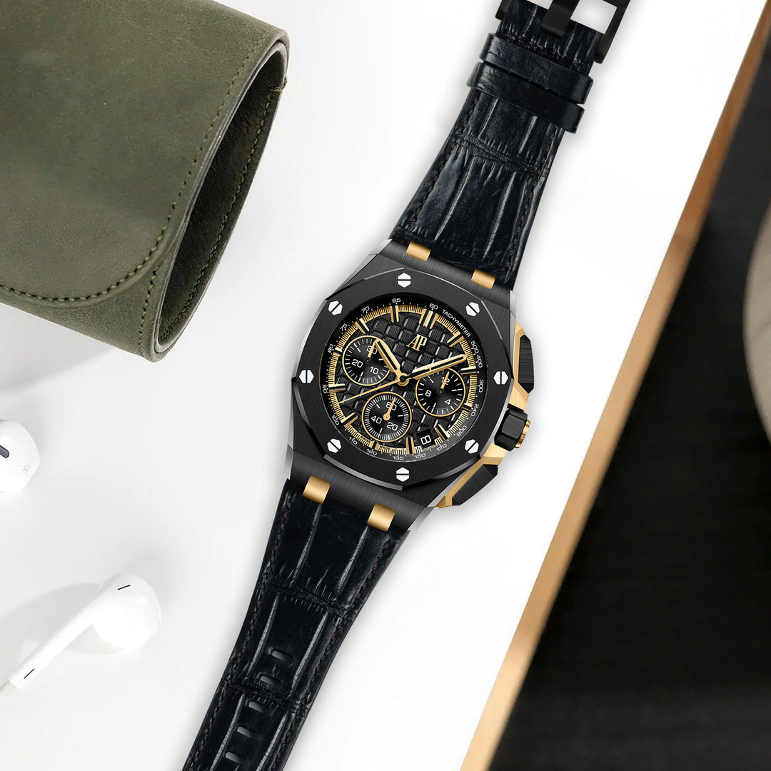 AP Interchangeable Quick Release Straps - AP Croco Black – Liger