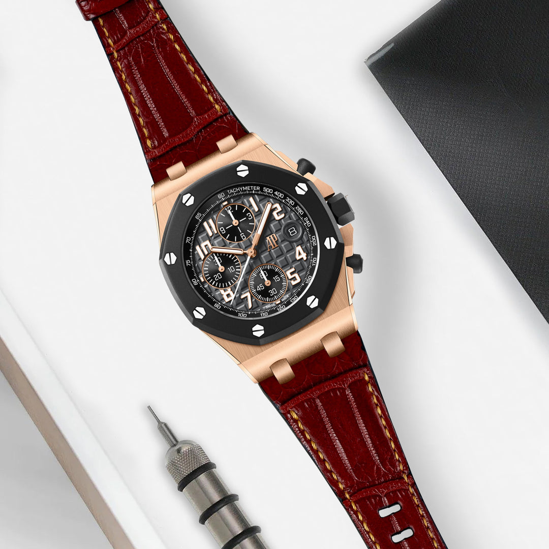 AP Interchangeable Quick Release Straps - AP Croco Bordeaux