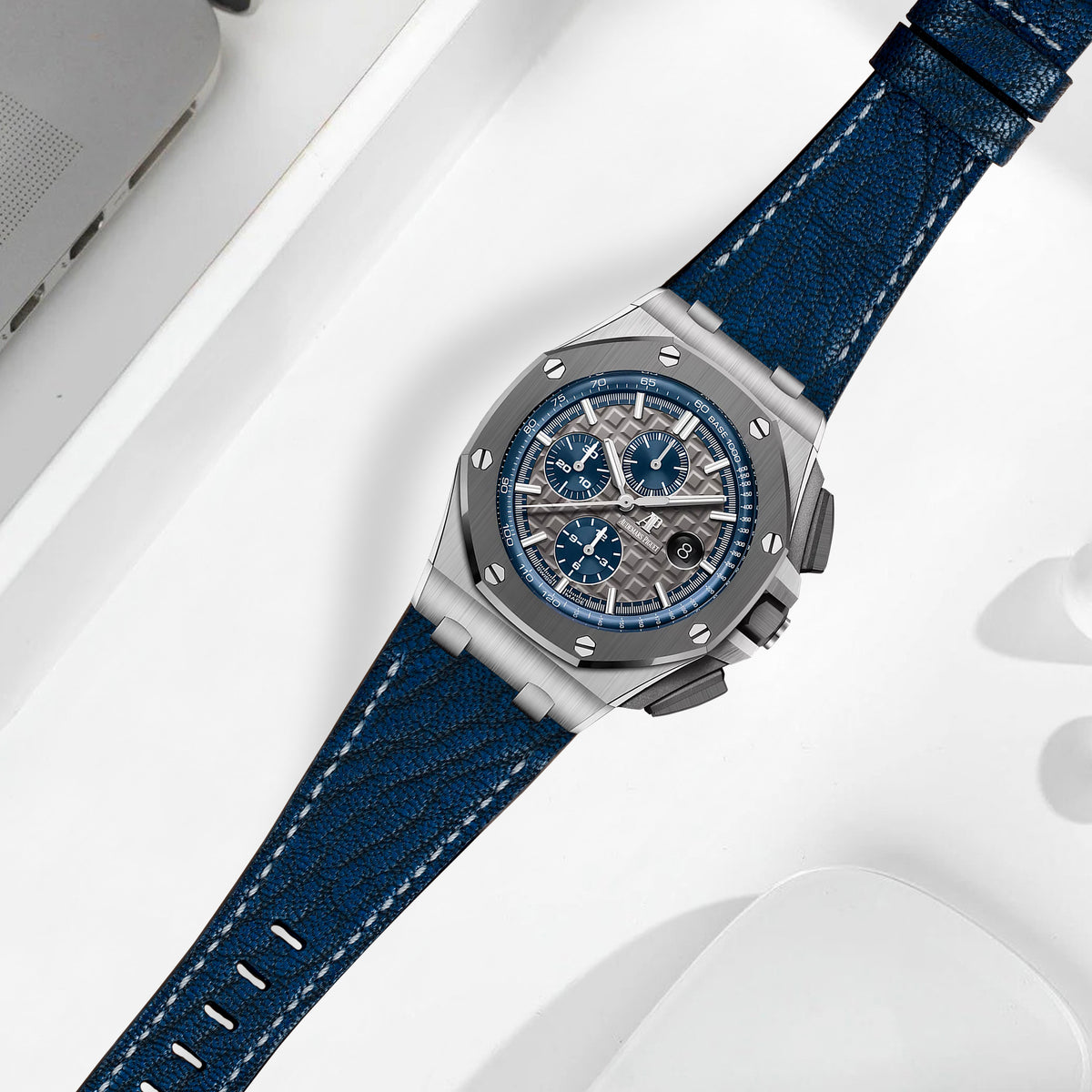 Ready Made Audemars Piguet 44mm Straps - AP Elephant Navy Blue for AP ...