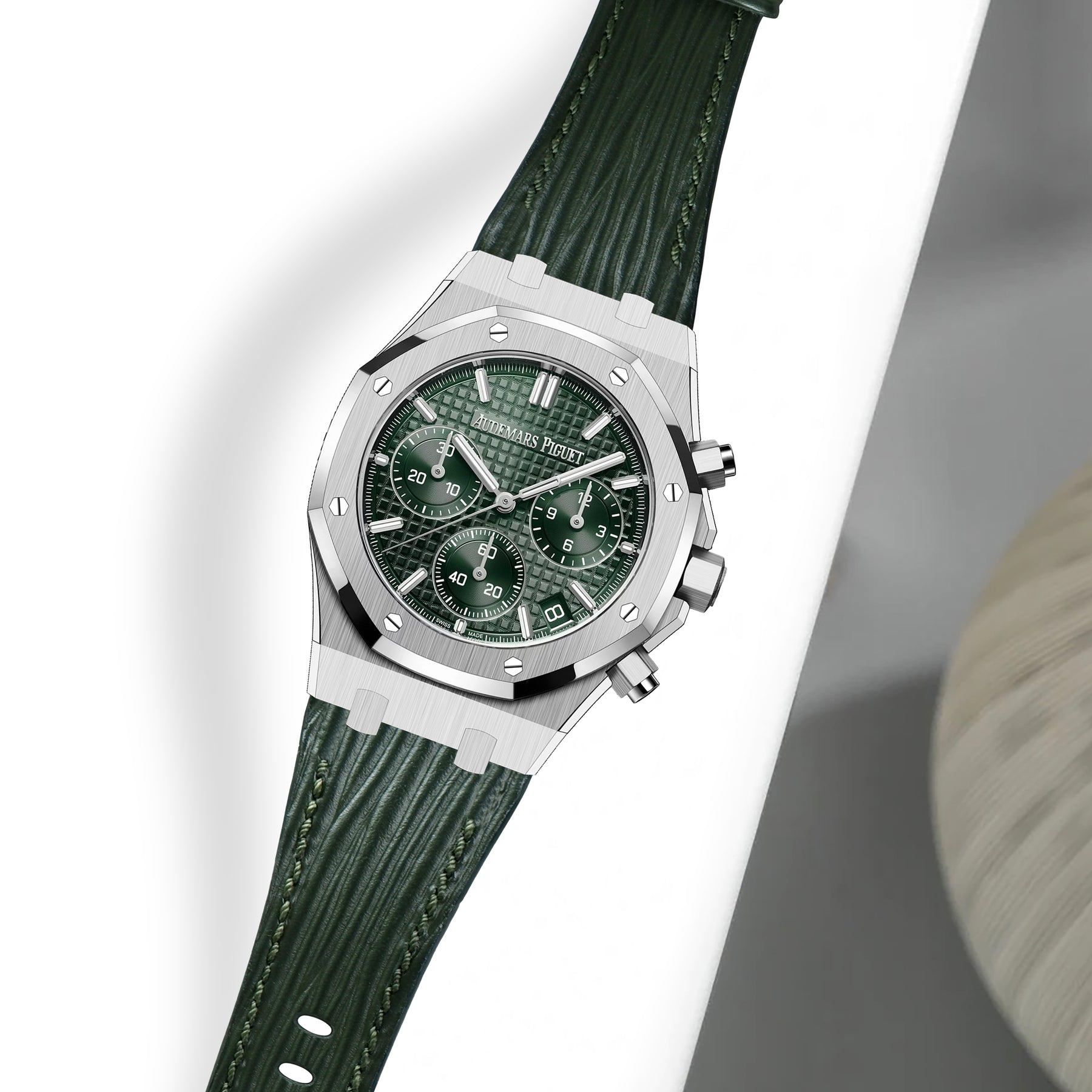 AP Royal Oak 39&41mm Straps - AP Epi Dark Green – Liger Straps