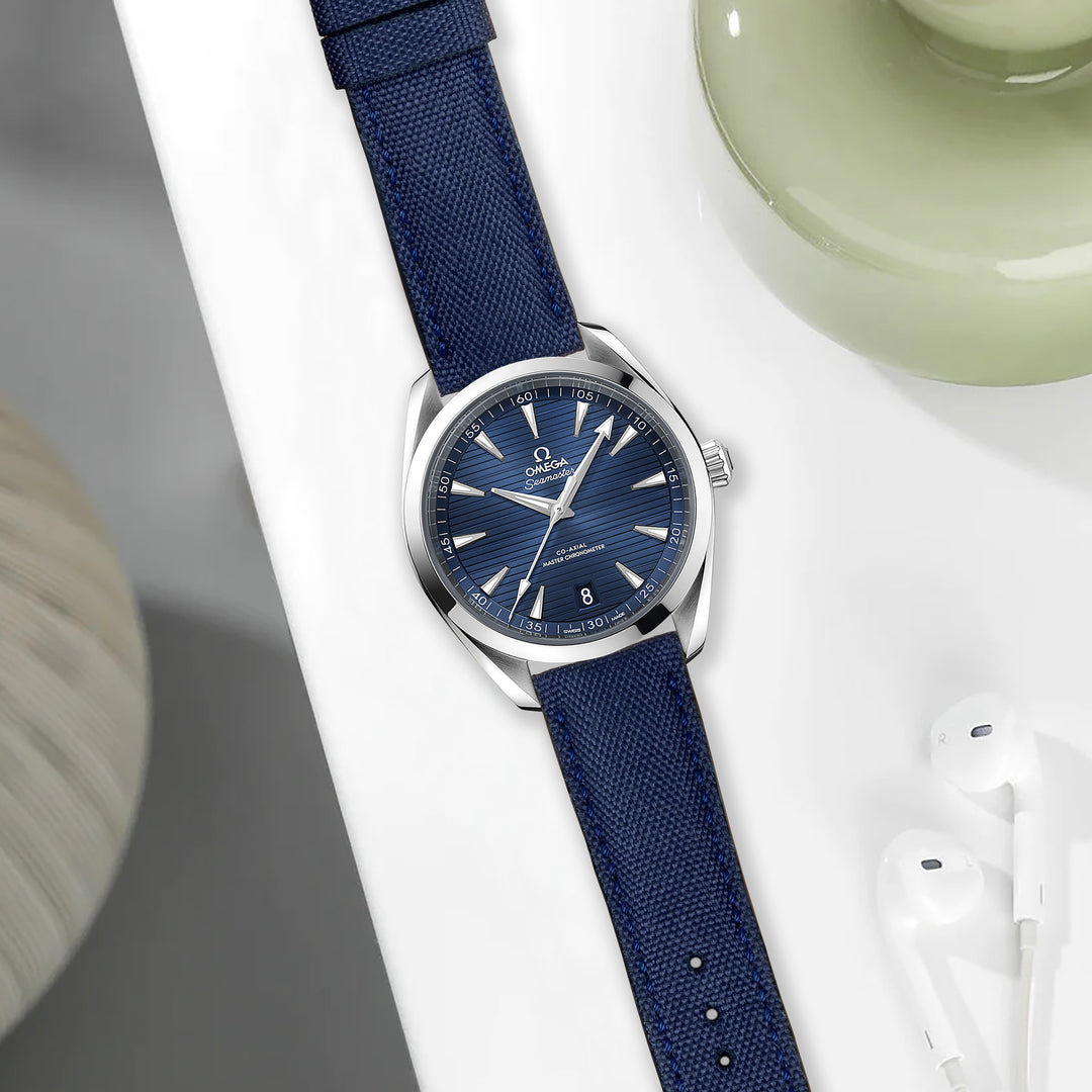 Omega aqua terra blue strap hotsell