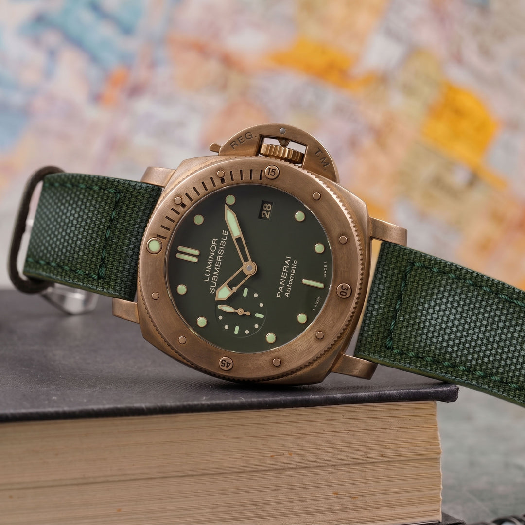 Panerai Submersible Straps - Vintage Canvas Green – Liger Straps