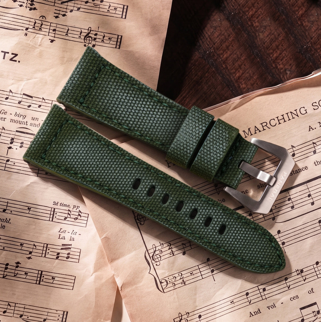 Panerai Radiomir Straps - Vintage Canvas Green – Liger Straps