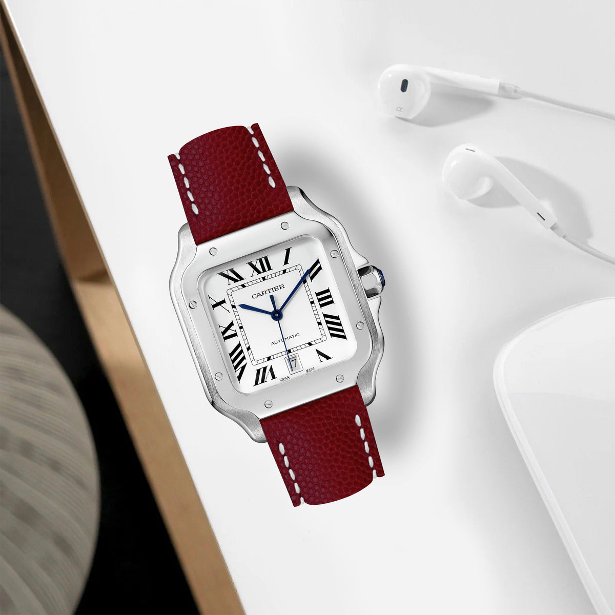 Cartier New Santos Quick Release Straps - Caviar Red – Liger Straps