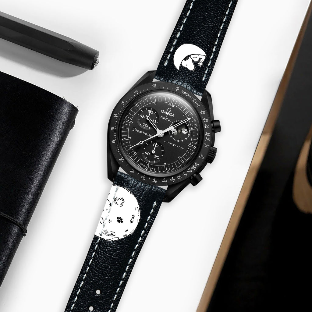 Omega MoonSwatch X Swatch Straps - Chevre Black Snoopy – Liger Straps