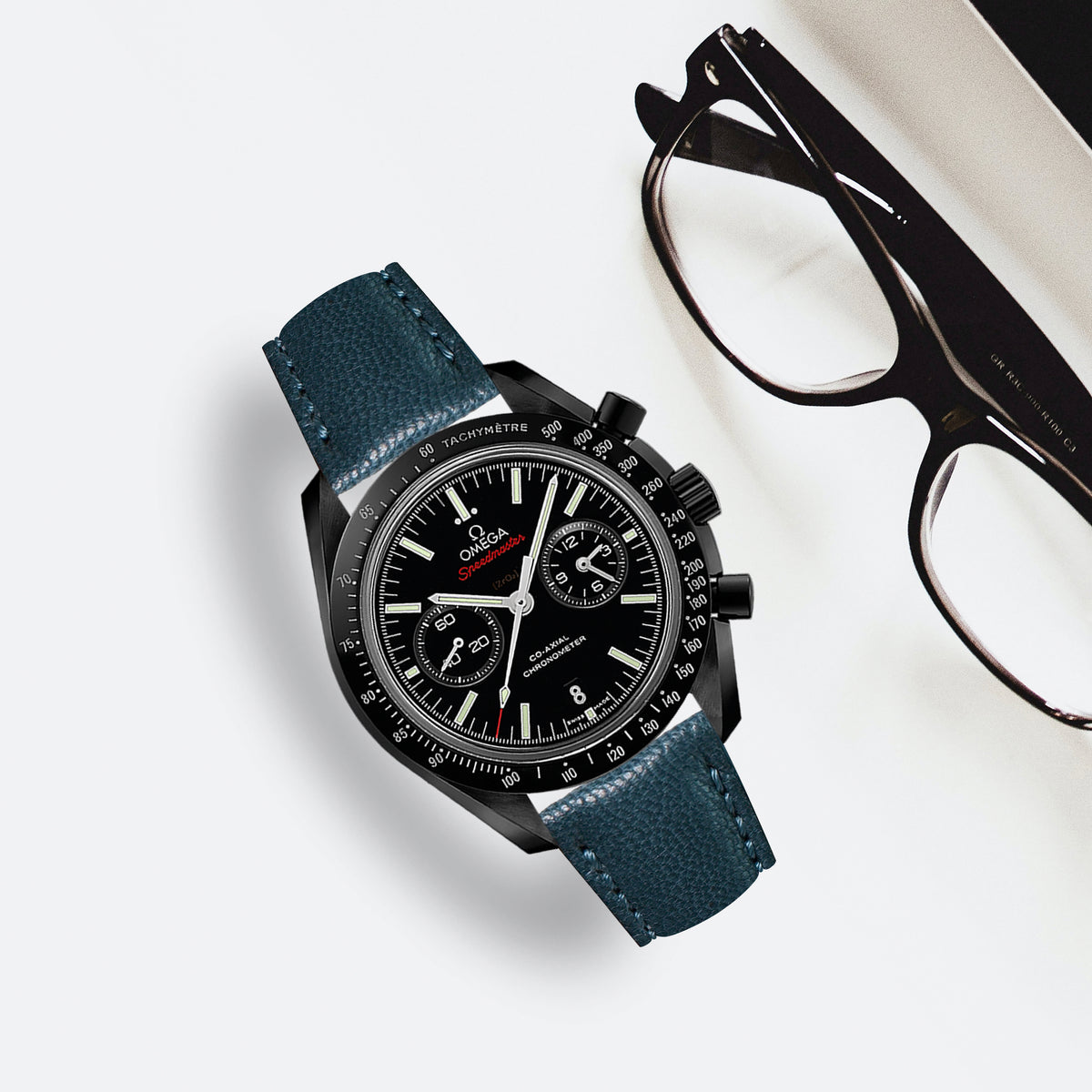Omega Dark Side Of The Moon Straps - Chevre Pacific Blue – Liger Straps