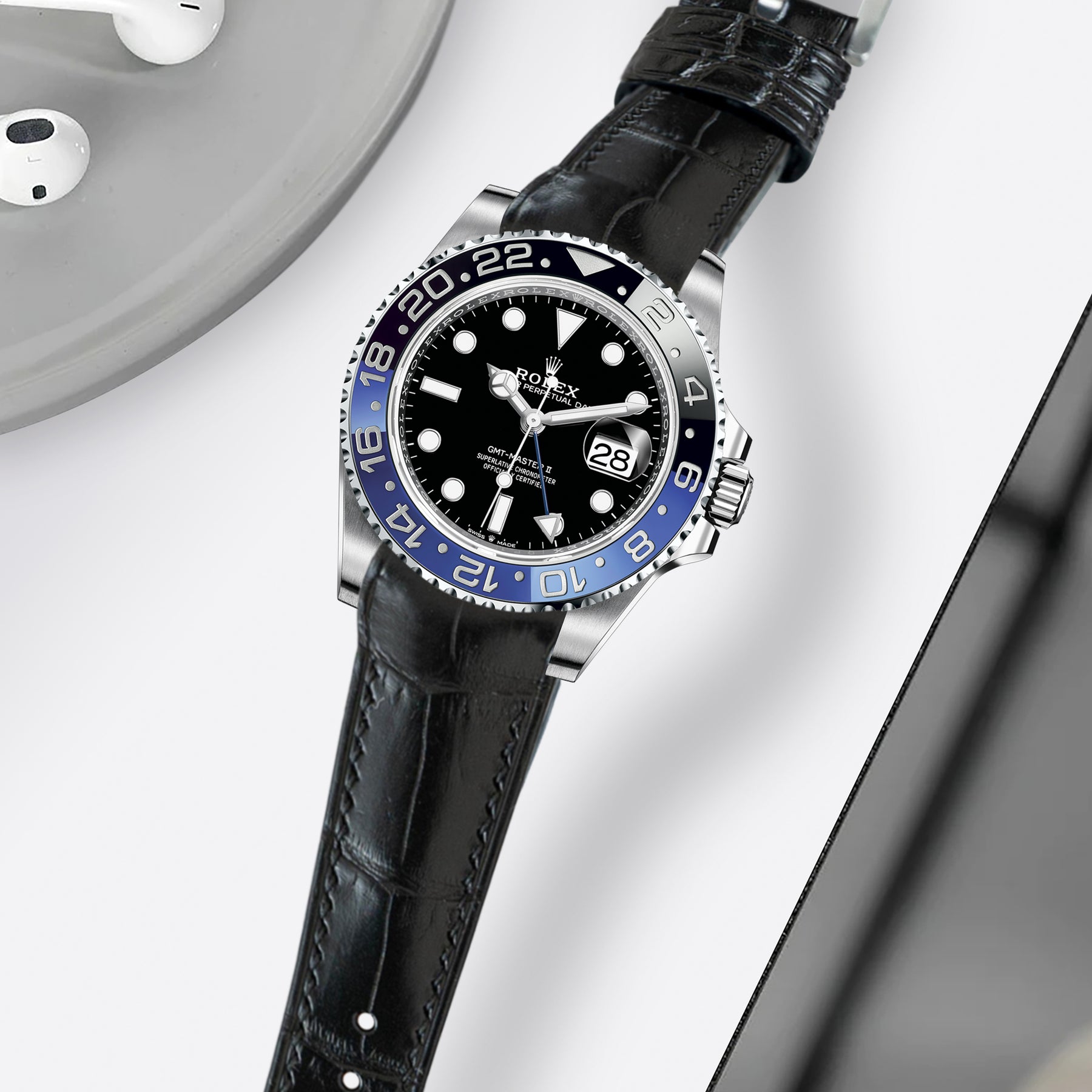 Rolex GMT Master II Batman Straps Croco Black – Liger Straps